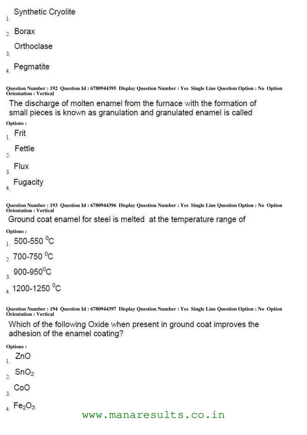 AP ECET 2017 Ceramic Technology Old Previous Question Papers - Page 57