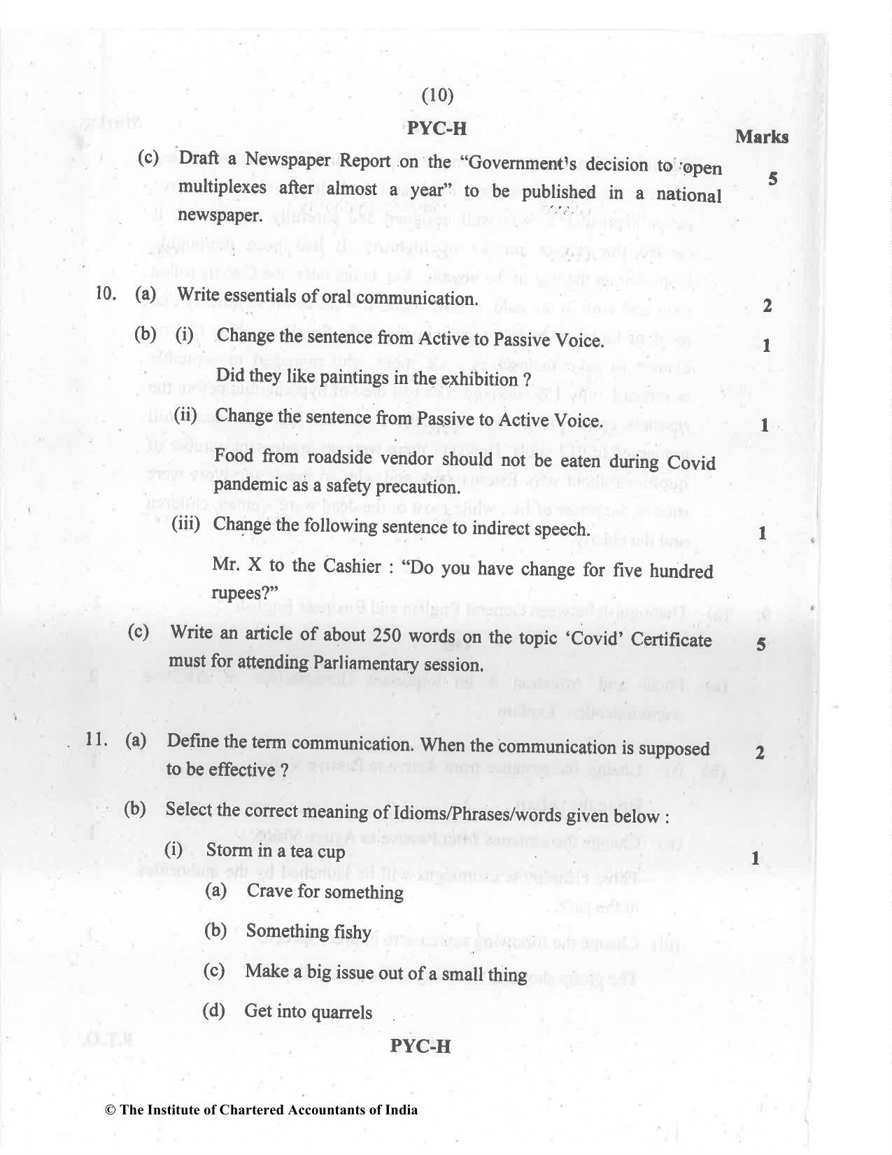 CA Foundation May 2021 Question Paper - Paper 2 (Business Laws and Business Correspondence and Reporting) - Page 10