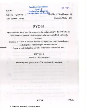 CA Foundation May 2021 Question Paper - Paper 2 (Business Laws and Business Correspondence and Reporting)