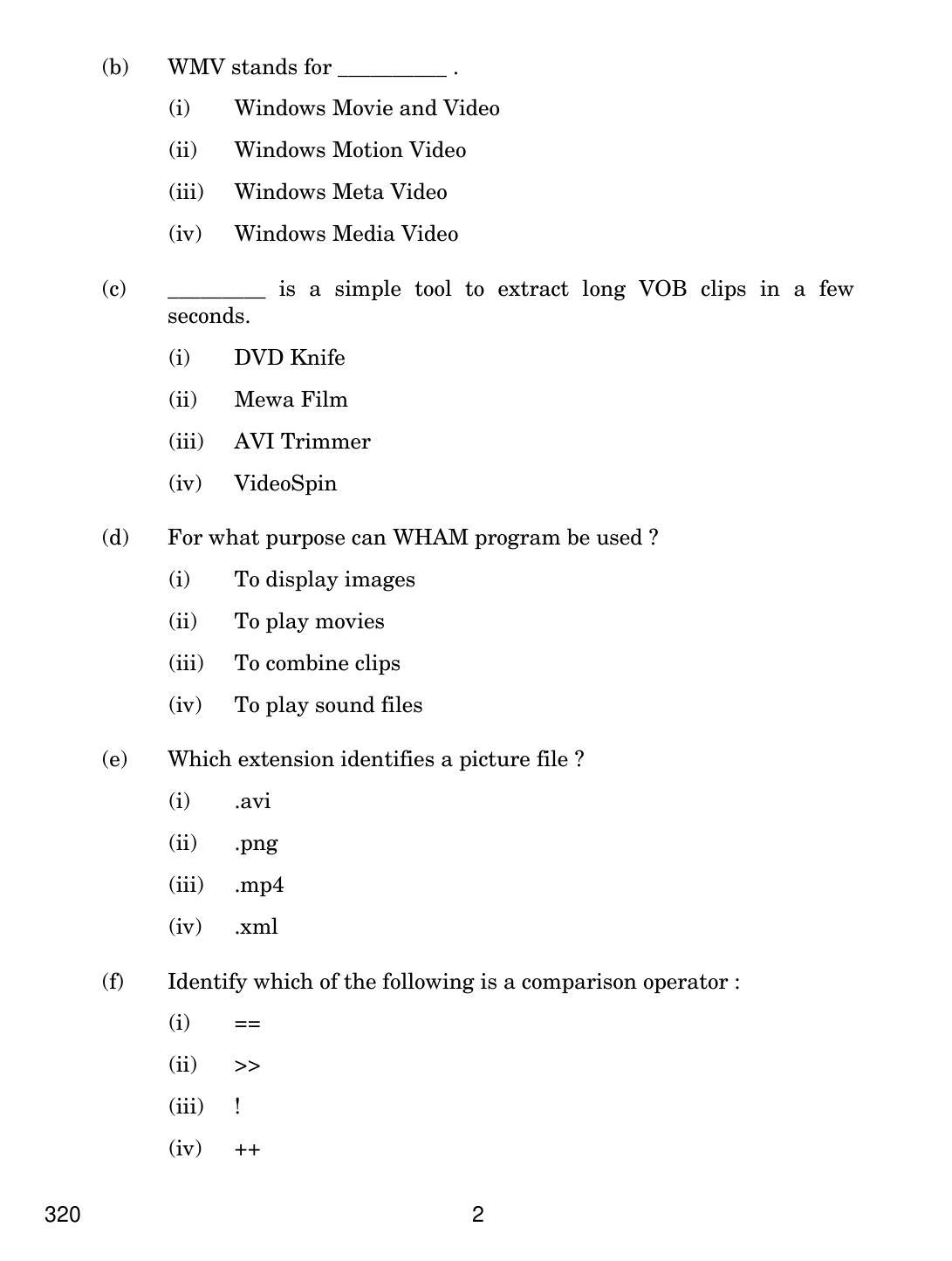 CBSE Class 12 320 WEB APPLICATIONS 2018 Question Paper - Page 2