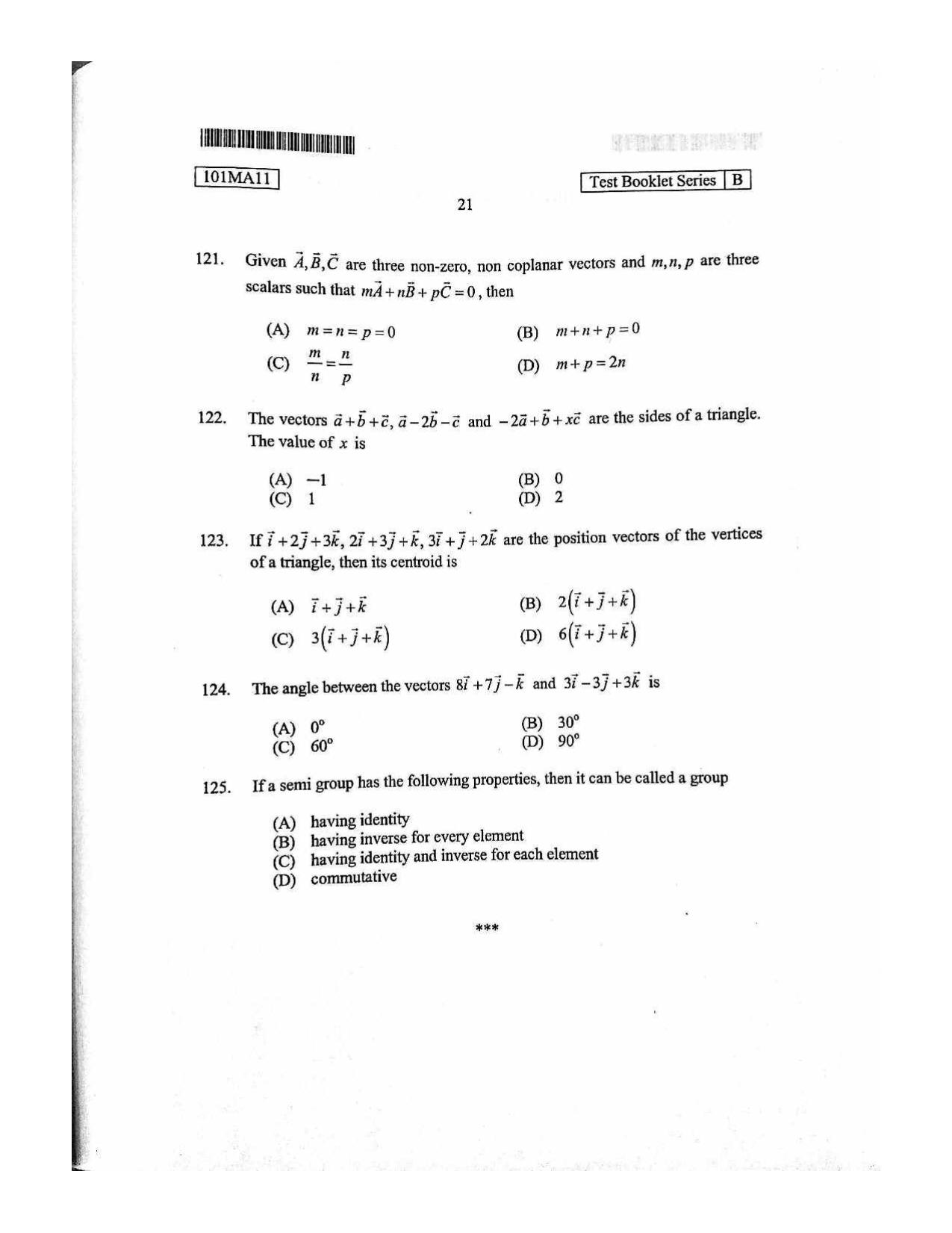 CUSAT CAT 2011 Mathematics Question Paper - Page 22