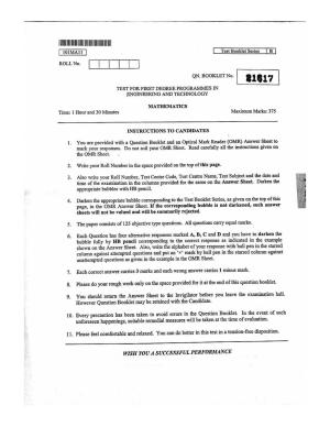 CUSAT CAT 2011 Mathematics Question Paper