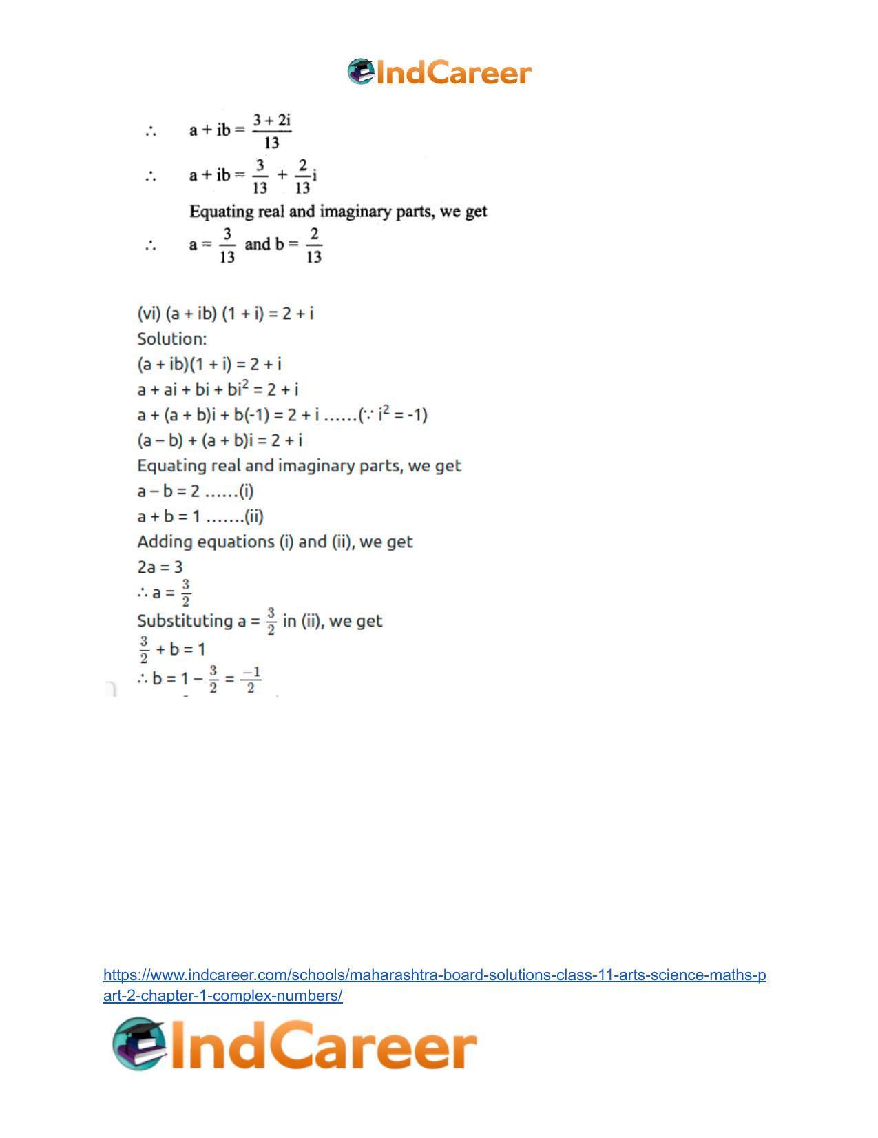 Maharashtra Board Solutions Class 11-Arts & Science Maths (Part 2): Chapter 1- Complex Numbers - Page 8