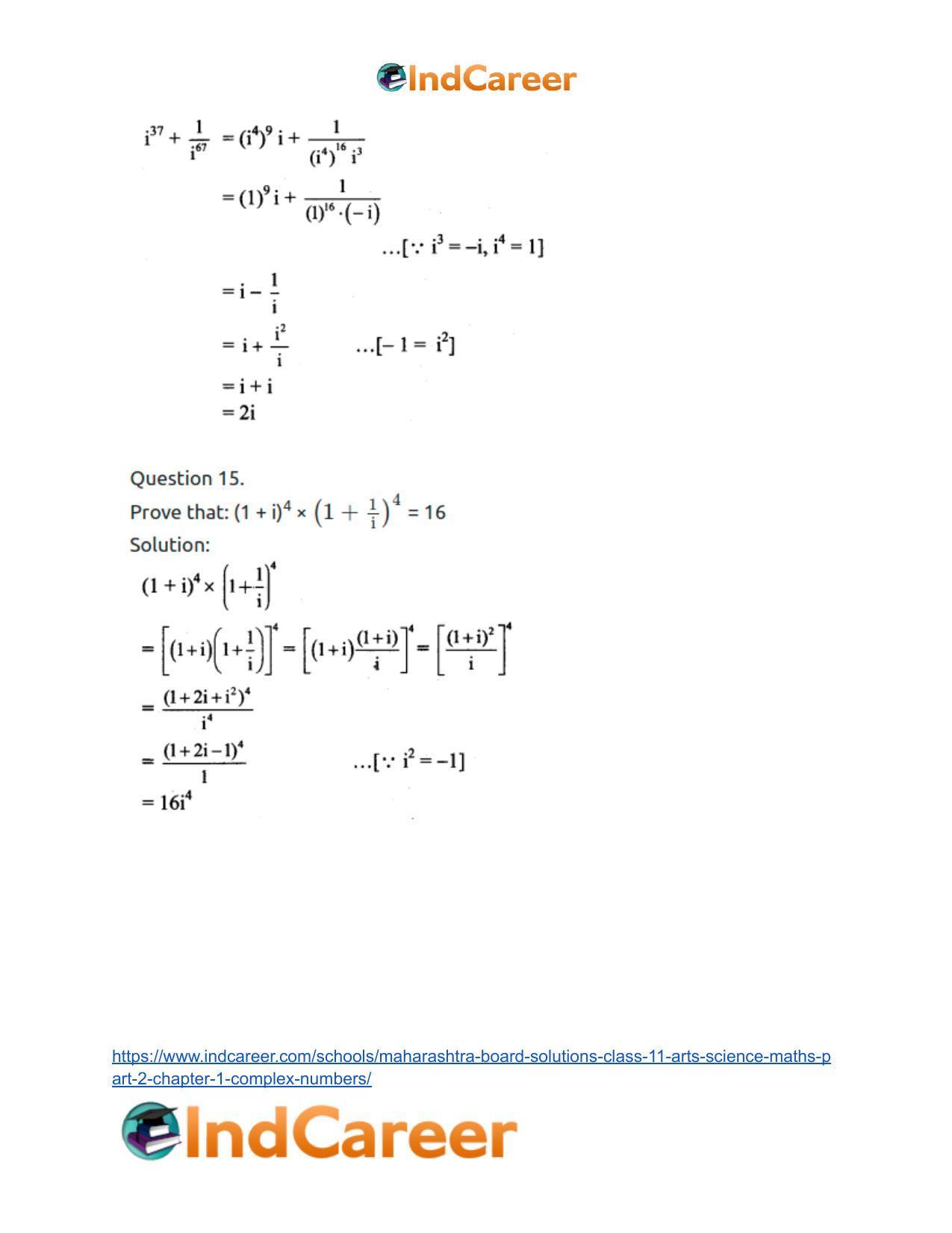 Maharashtra Board Solutions Class 11-Arts & Science Maths (Part 2): Chapter 1- Complex Numbers - Page 24
