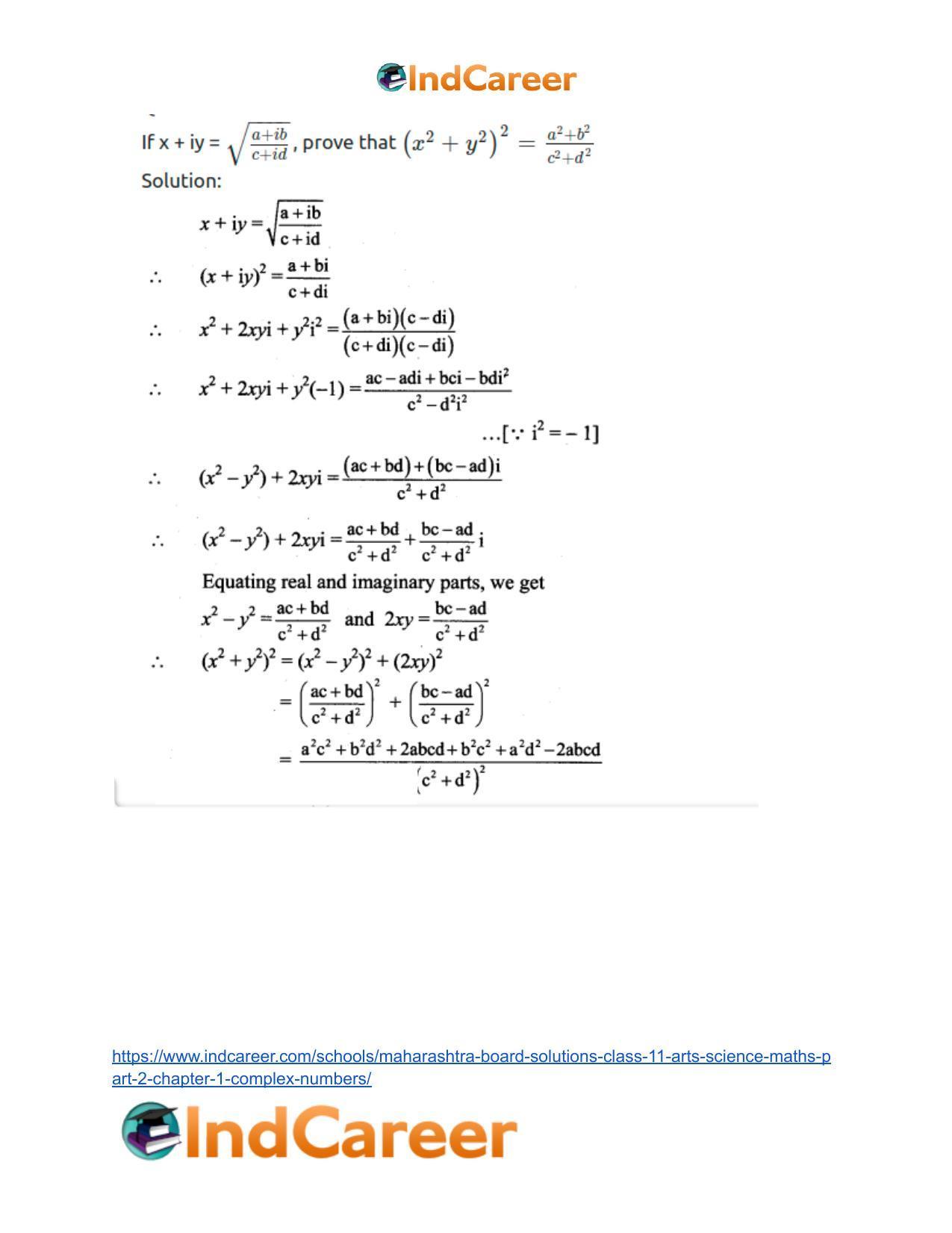 Maharashtra Board Solutions Class 11-Arts & Science Maths (Part 2): Chapter 1- Complex Numbers - Page 29
