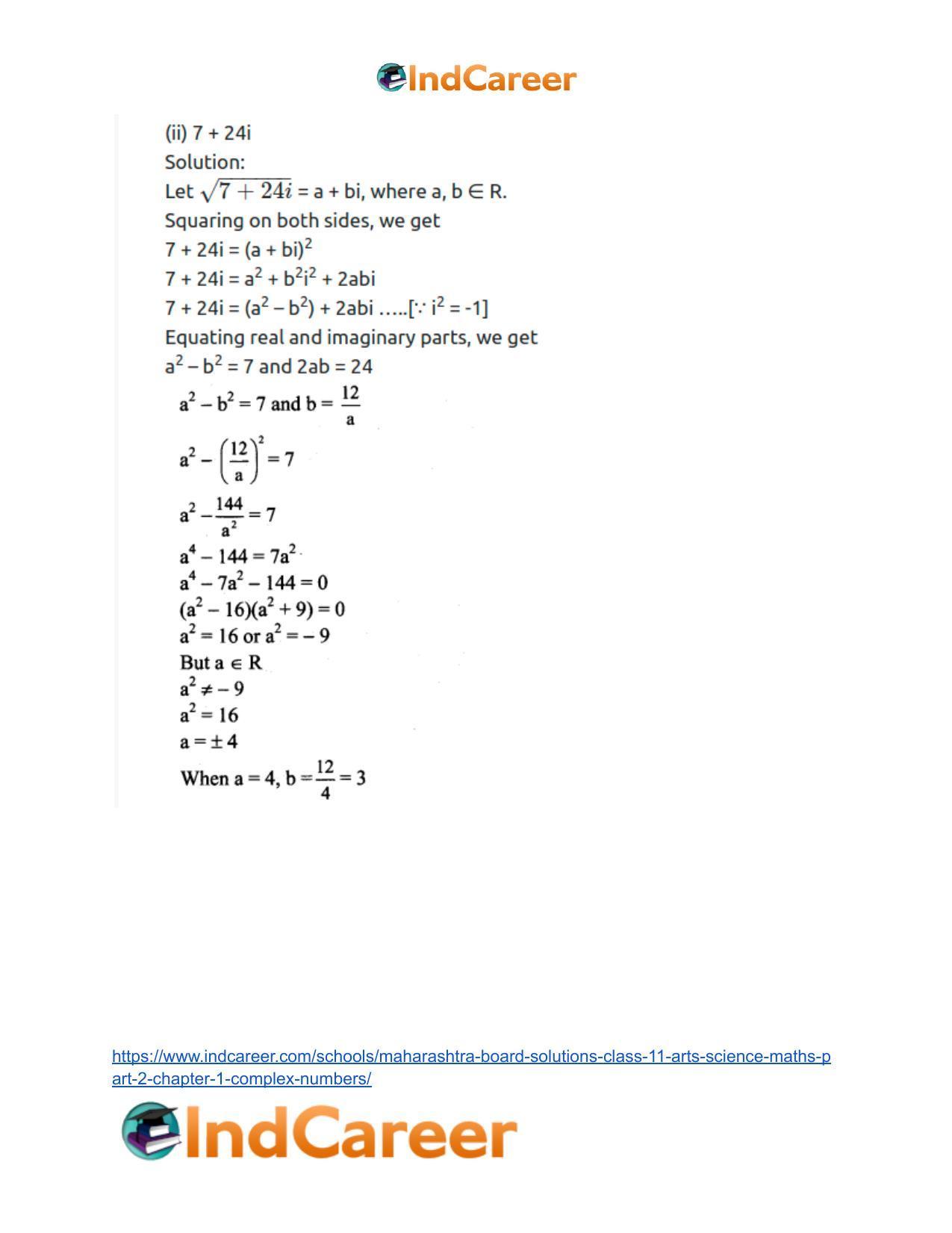 Maharashtra Board Solutions Class 11-Arts & Science Maths (Part 2): Chapter 1- Complex Numbers - Page 39