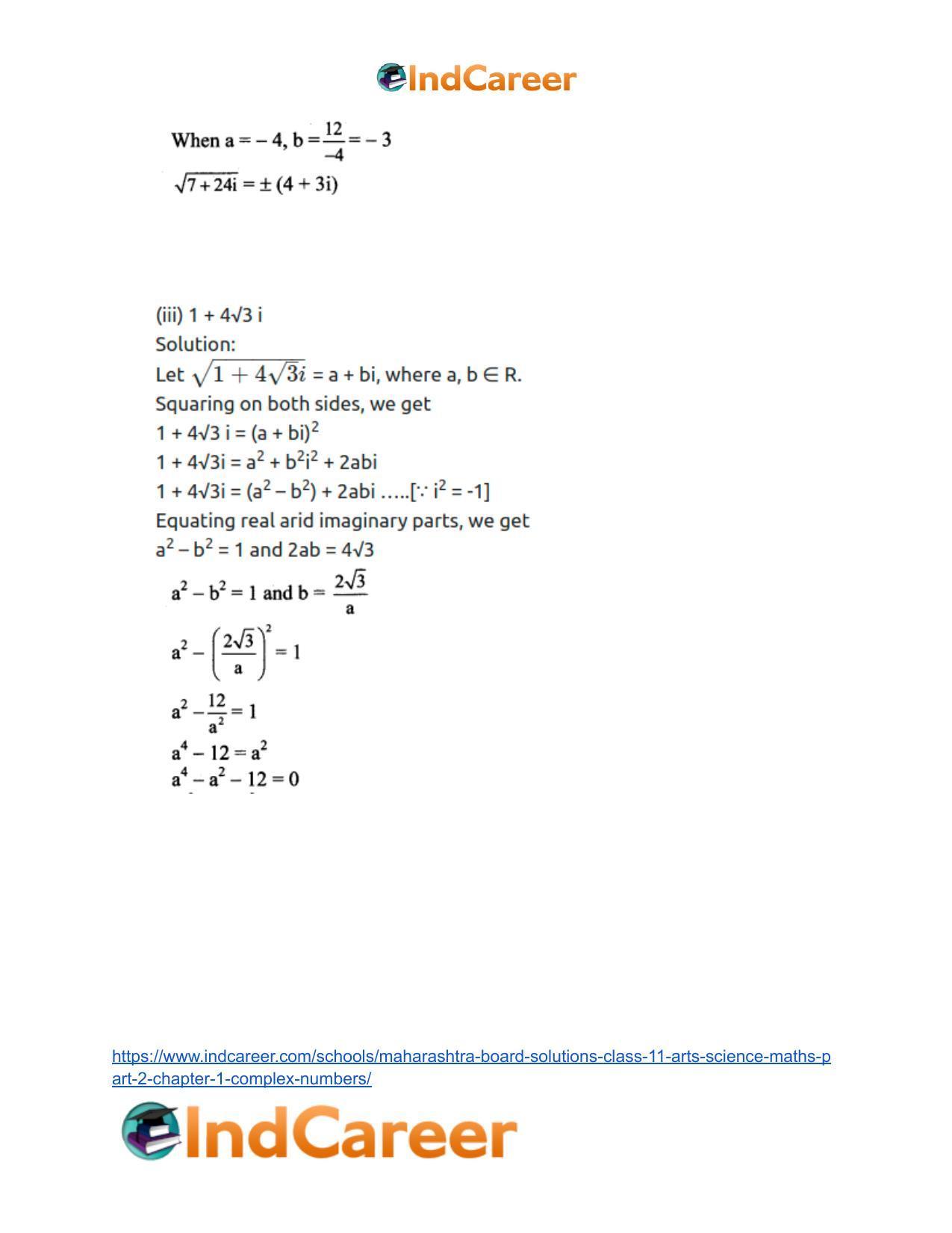 Maharashtra Board Solutions Class 11-Arts & Science Maths (Part 2): Chapter 1- Complex Numbers - Page 40