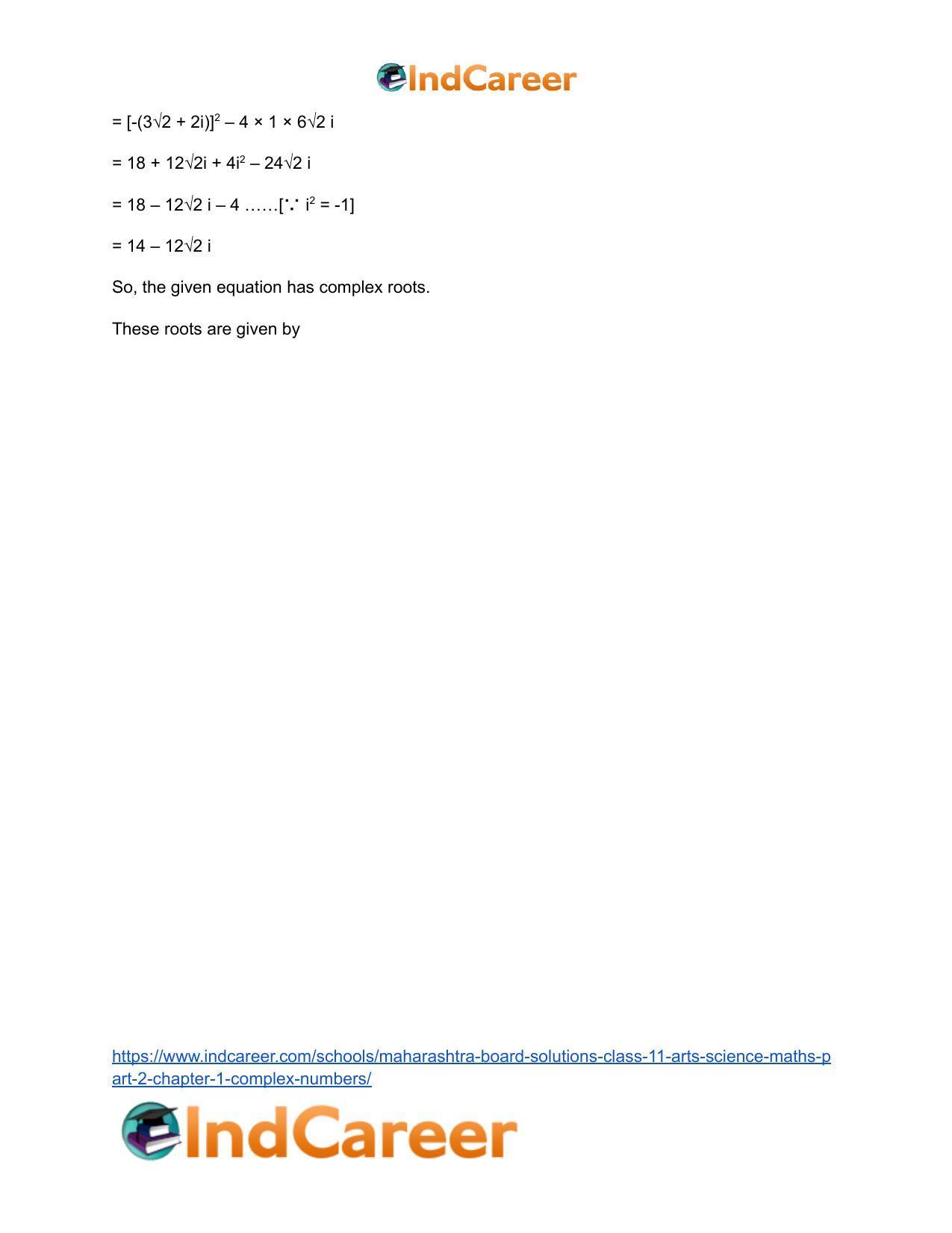 Maharashtra Board Solutions Class 11-Arts & Science Maths (Part 2): Chapter 1- Complex Numbers - Page 54