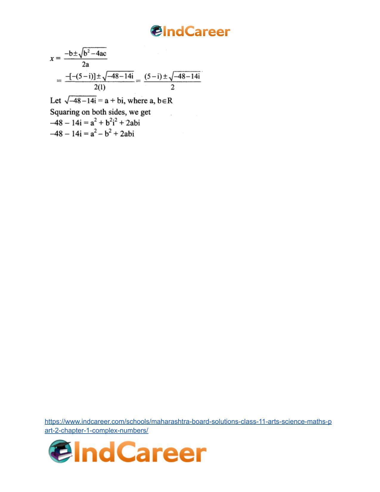 Maharashtra Board Solutions Class 11-Arts & Science Maths (Part 2): Chapter 1- Complex Numbers - Page 57