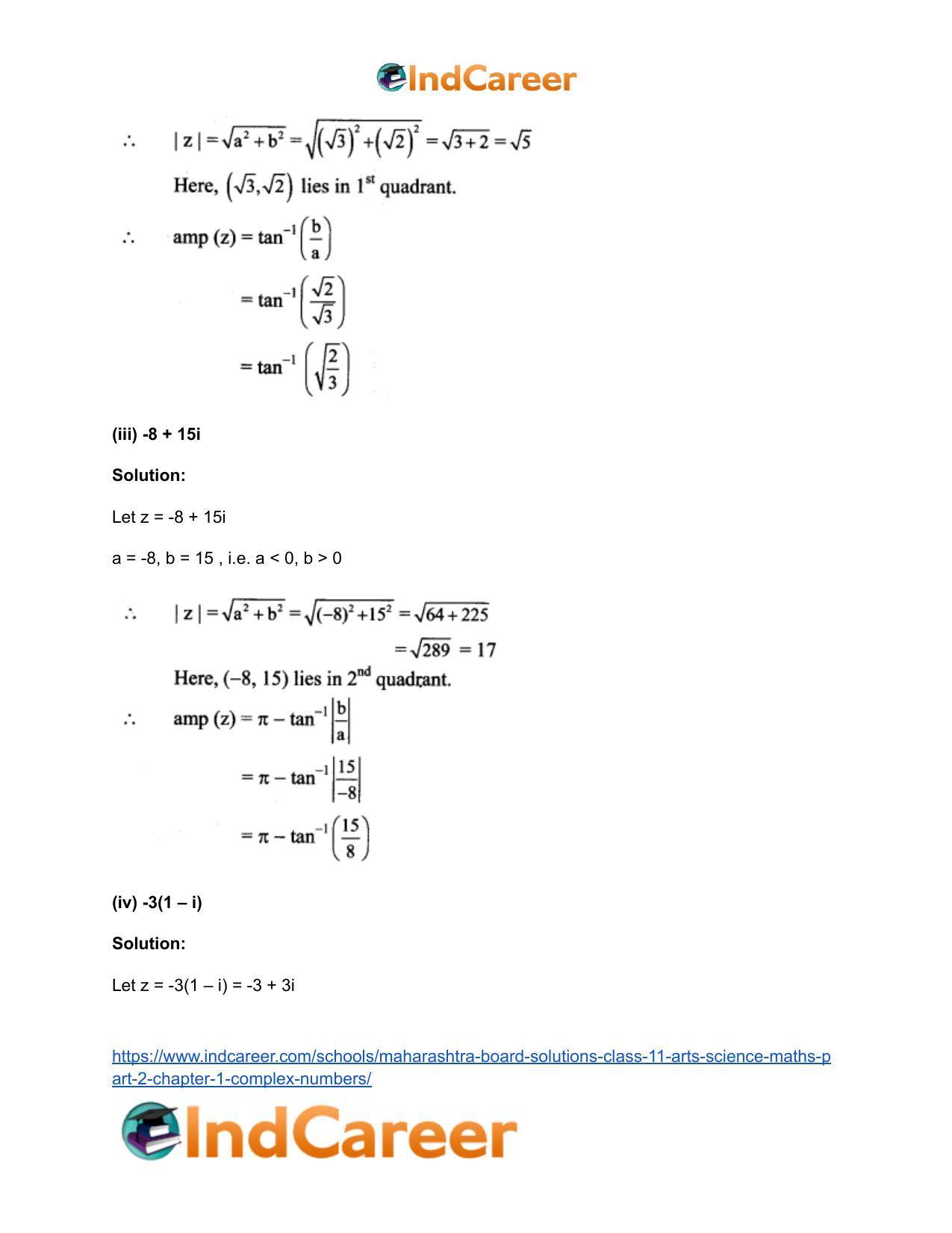 Maharashtra Board Solutions Class 11-Arts & Science Maths (Part 2): Chapter 1- Complex Numbers - Page 68