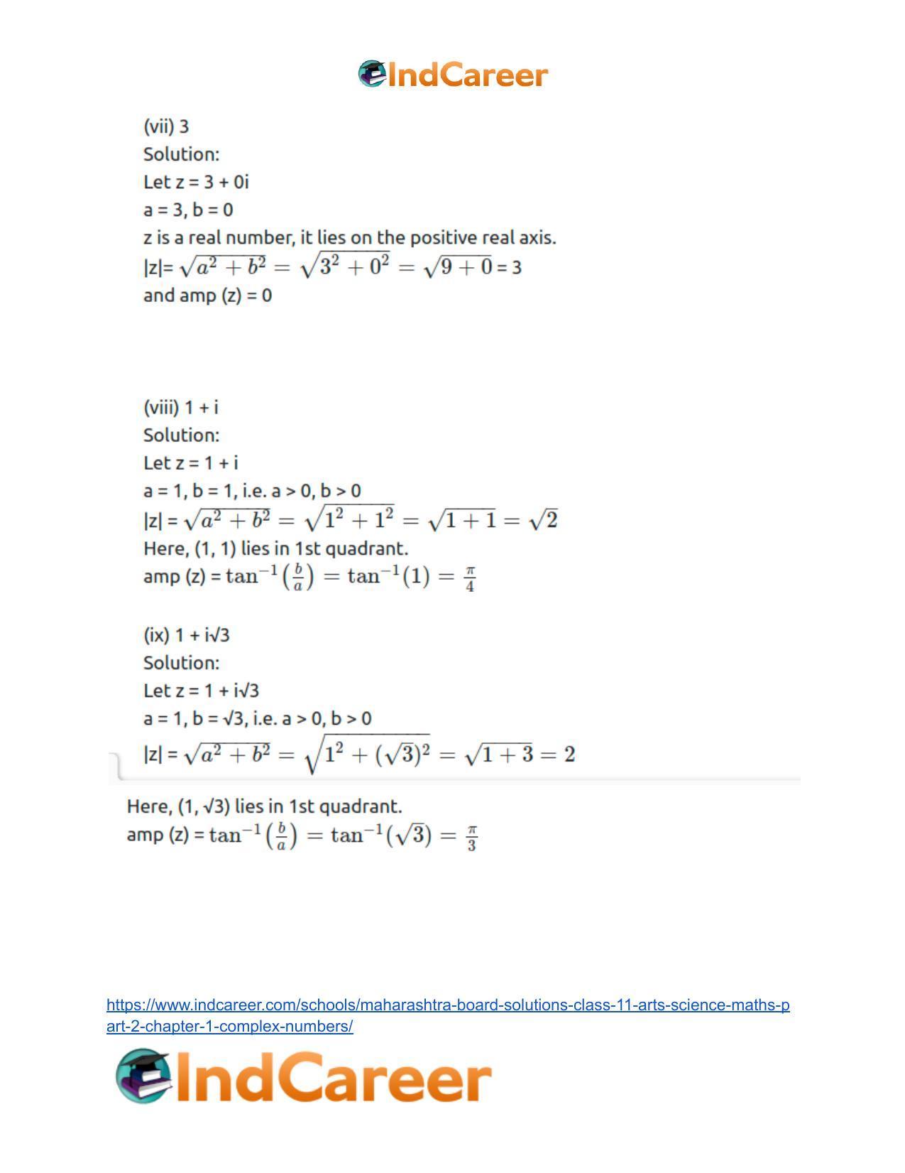 Maharashtra Board Solutions Class 11-Arts & Science Maths (Part 2): Chapter 1- Complex Numbers - Page 72
