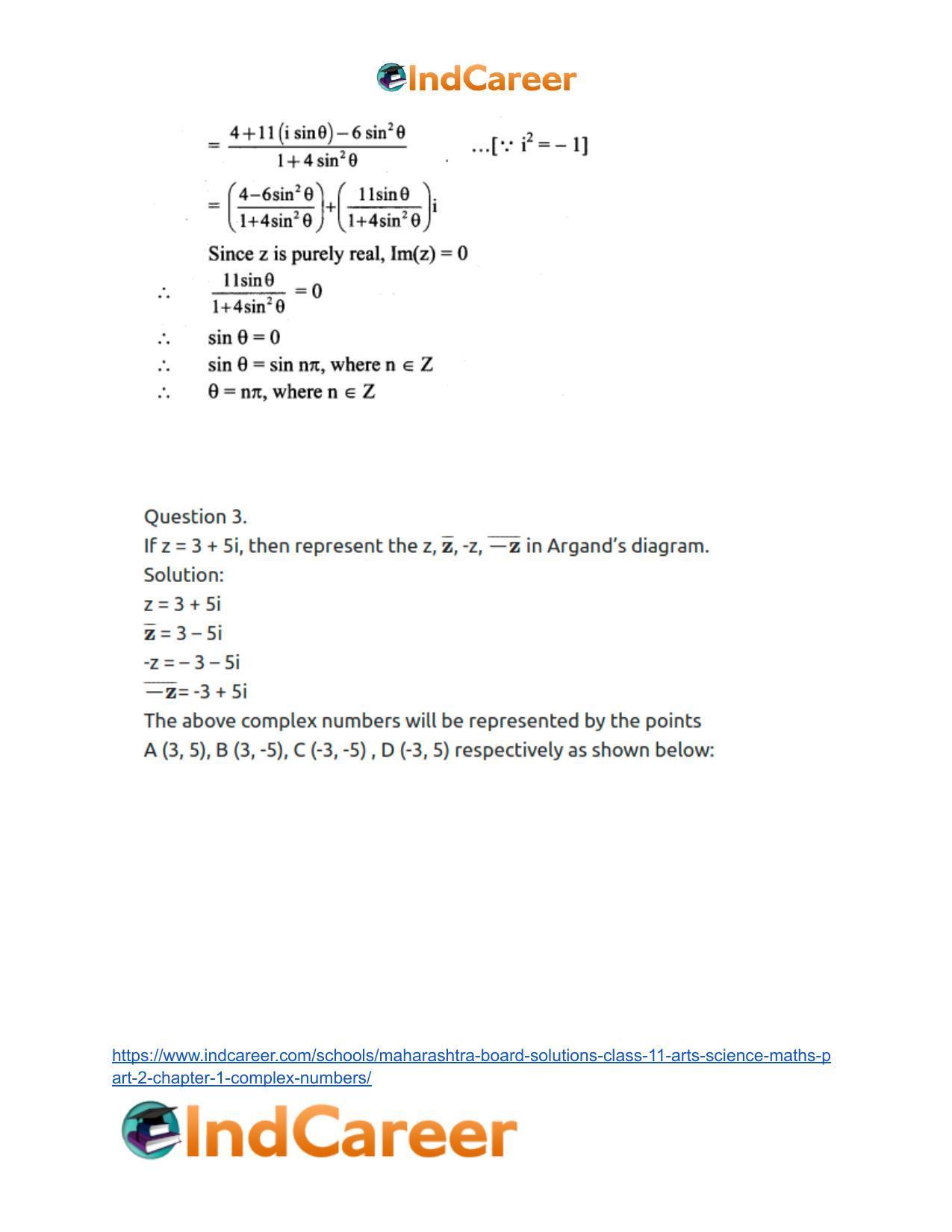 Maharashtra Board Solutions Class 11-Arts & Science Maths (Part 2): Chapter 1- Complex Numbers - Page 74