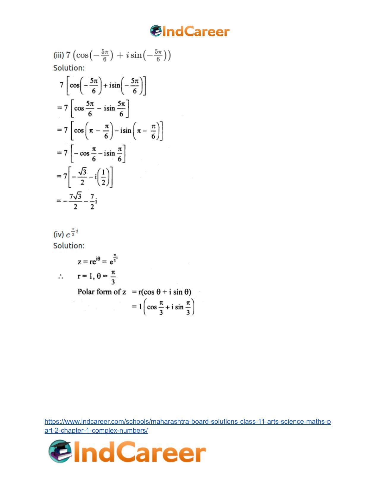 Maharashtra Board Solutions Class 11-Arts & Science Maths (Part 2): Chapter 1- Complex Numbers - Page 84