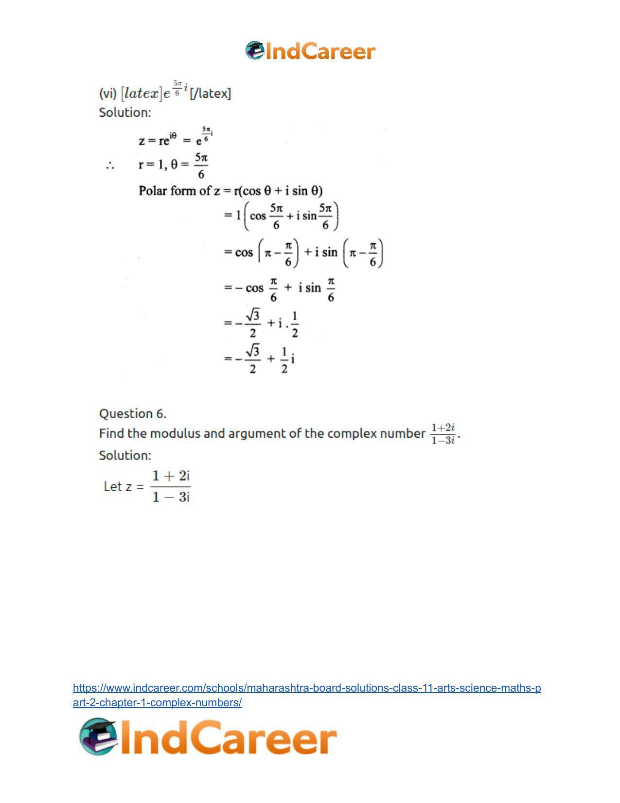 Maharashtra Board Solutions Class 11-Arts & Science Maths (Part 2): Chapter 1- Complex Numbers - Page 86