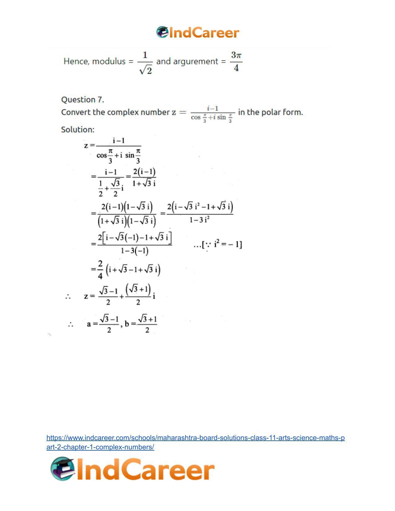 Maharashtra Board Solutions Class 11-Arts & Science Maths (Part 2): Chapter 1- Complex Numbers - Page 89