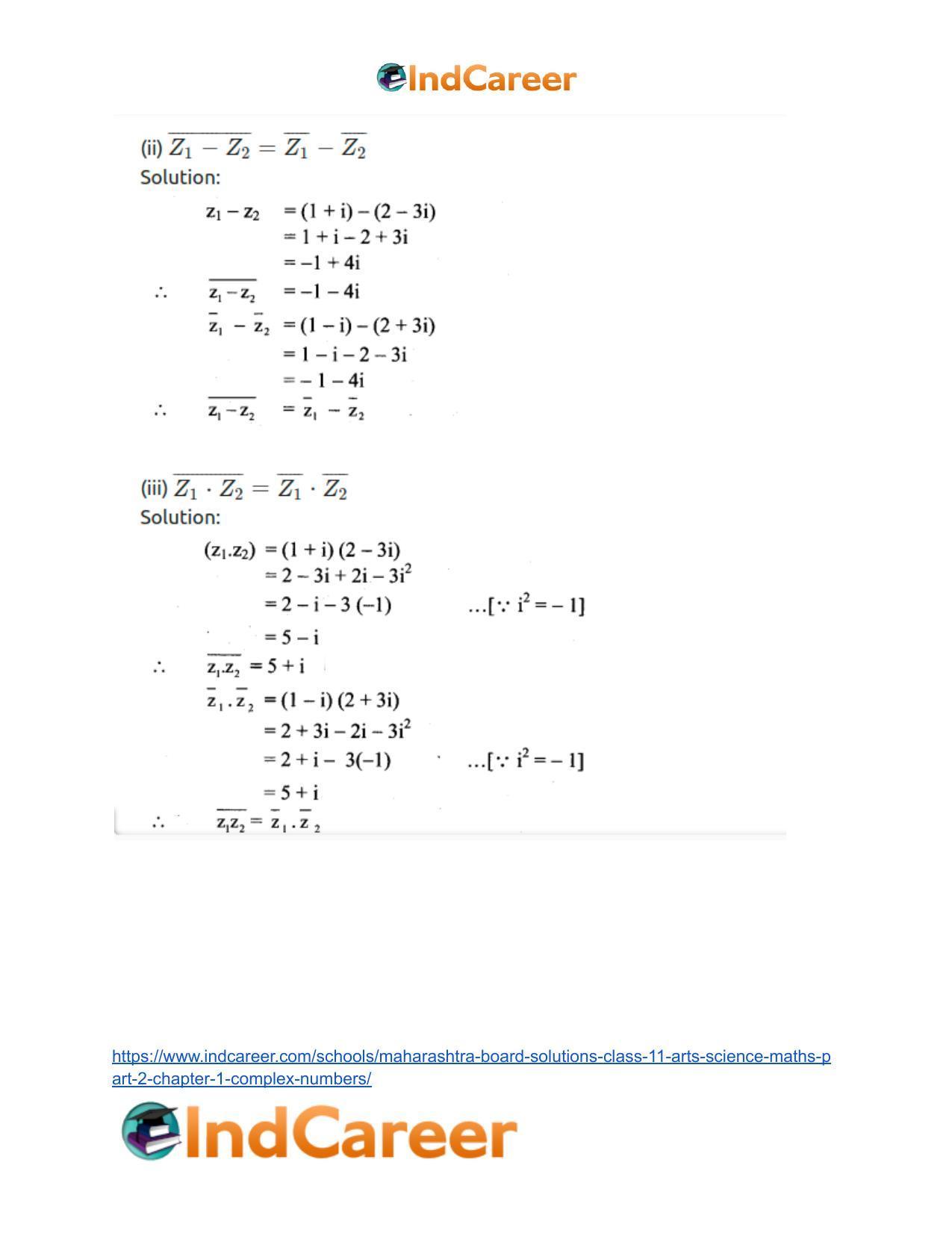 Maharashtra Board Solutions Class 11-Arts & Science Maths (Part 2): Chapter 1- Complex Numbers - Page 93