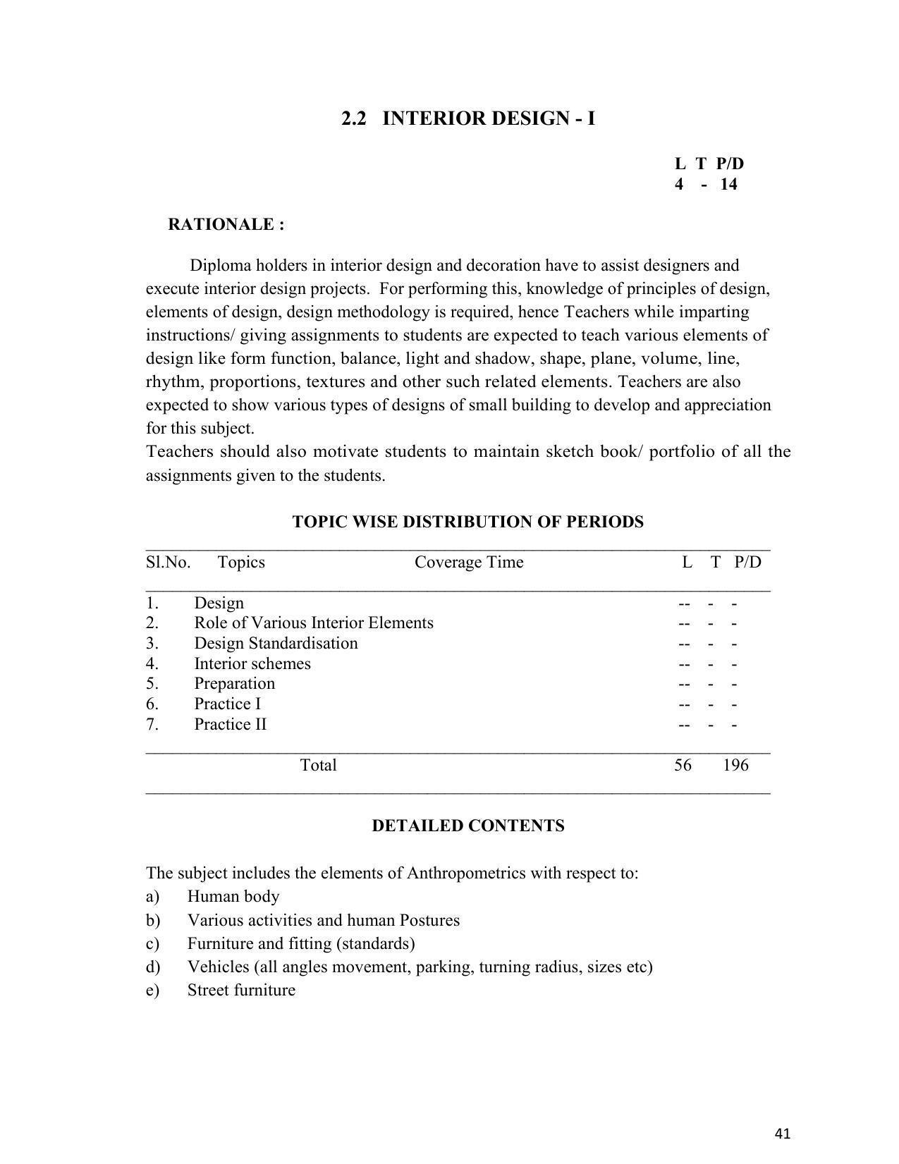 SYLLABUS FOR SEMESTER SYSTEM EFFECTIVE FROM (2021-2022) - INTERIOR DESIGN AND DECORATION - Page 45