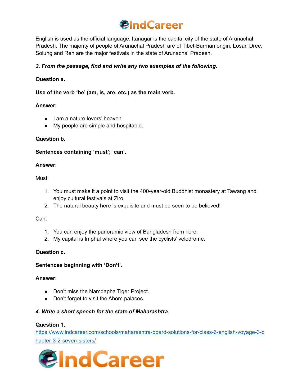 Maharashtra Board Solutions for Class 6- English (Voyage 3): Chapter 3.2- Seven Sisters - Page 3