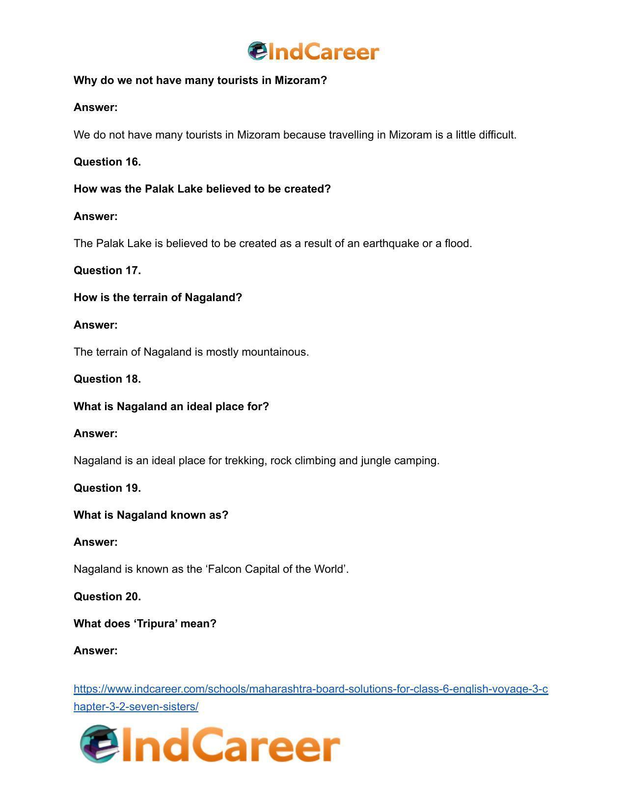 Maharashtra Board Solutions for Class 6- English (Voyage 3): Chapter 3.2- Seven Sisters - Page 7