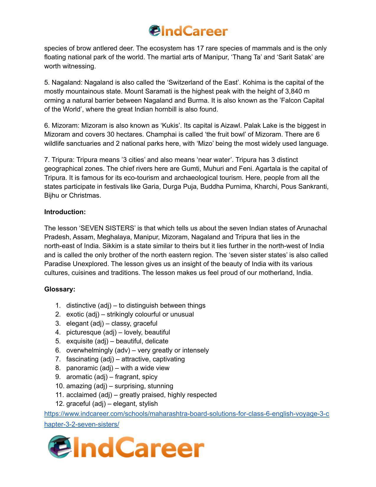 Maharashtra Board Solutions for Class 6- English (Voyage 3): Chapter 3.2- Seven Sisters - Page 13