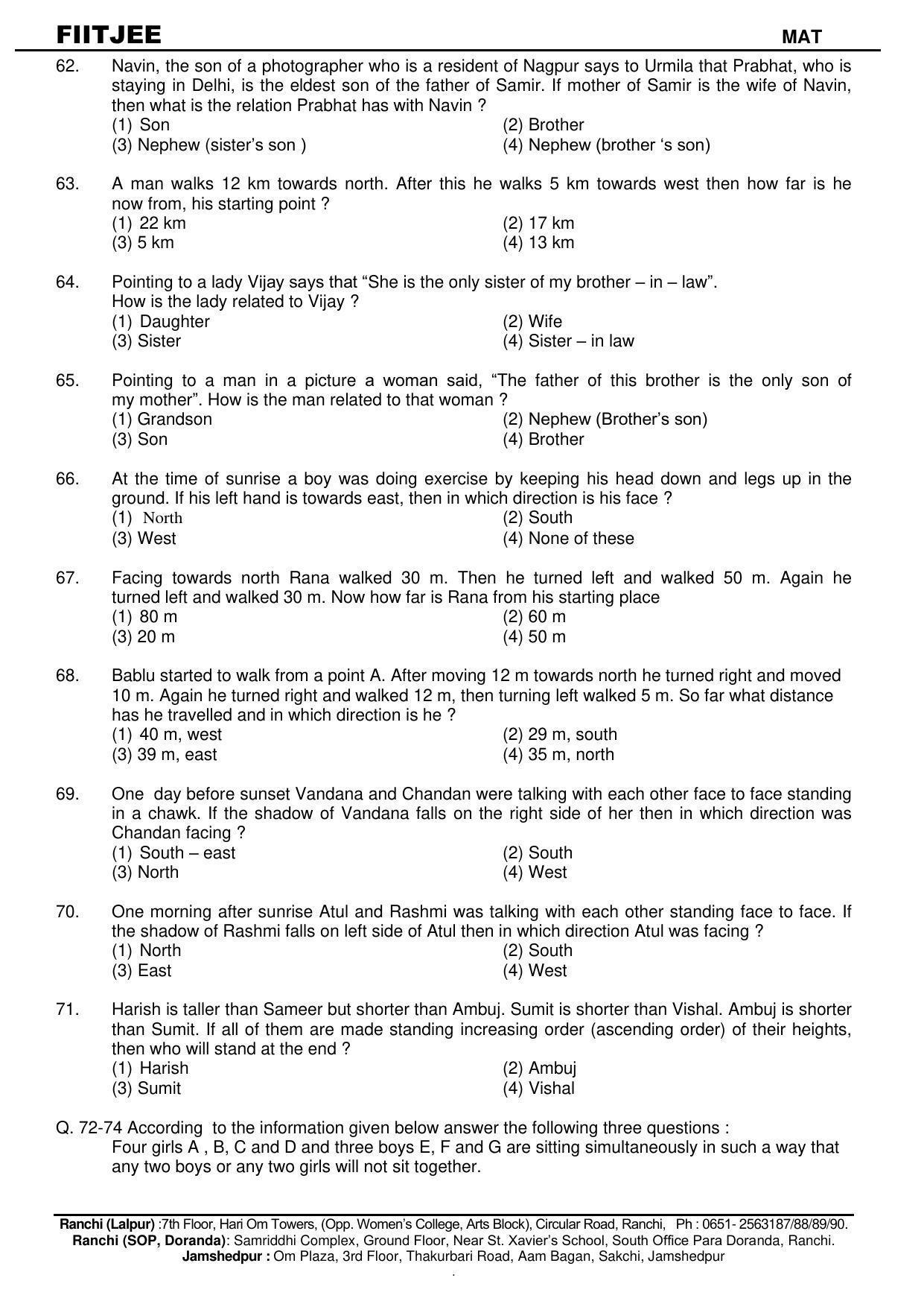 Jharkhand (JAC) NTSE (MAT) 2020-21 Question Paper - Page 8