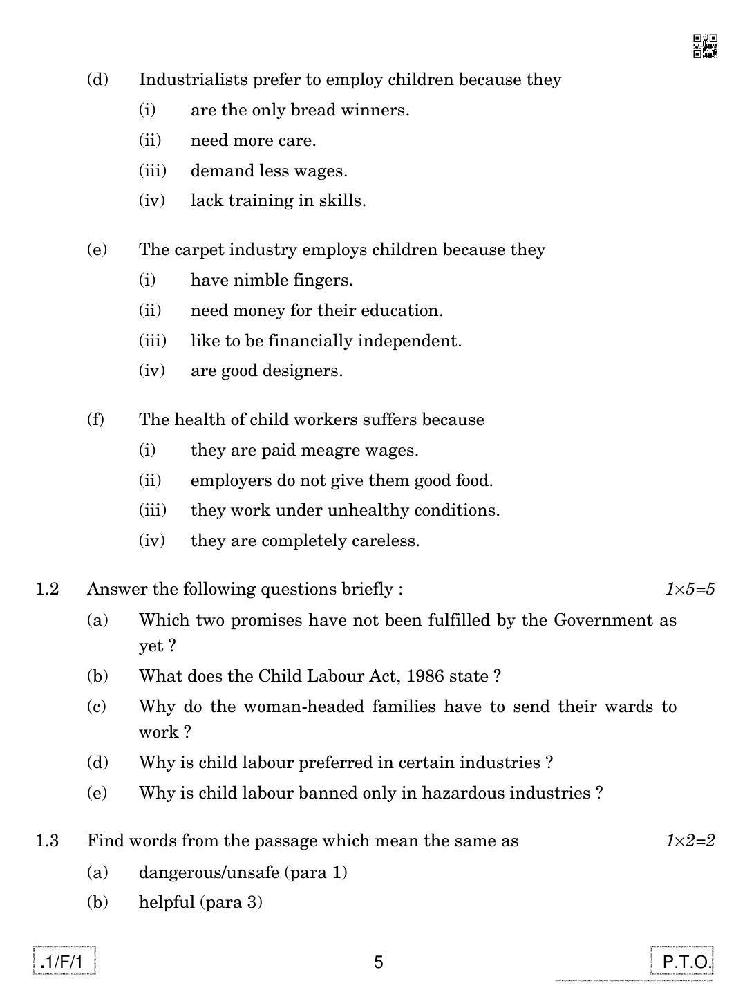 CBSE Class 12 1-C-1 English Core 2020 Compartment Question Paper - Page 5
