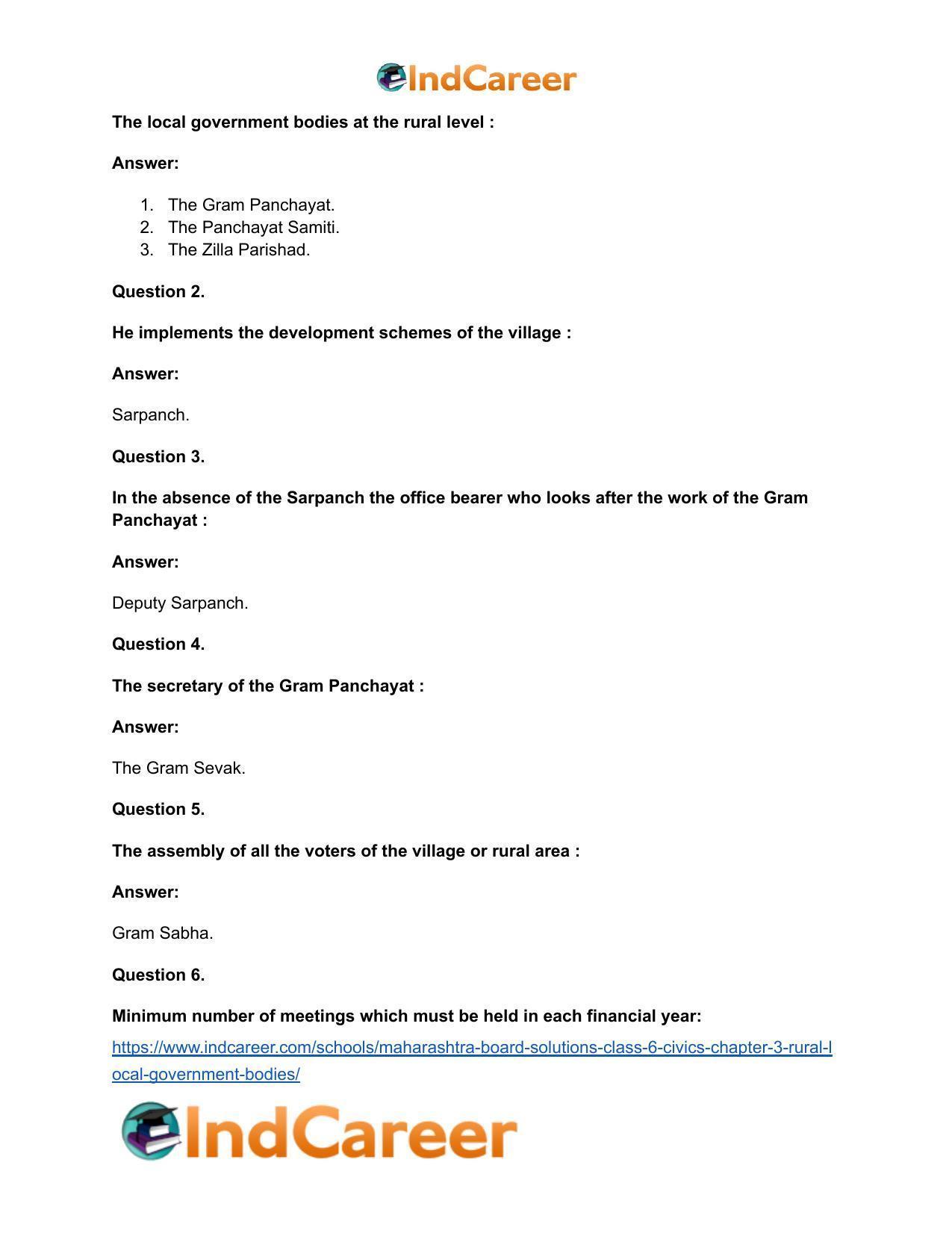 Maharashtra Board Solutions Class 6-Civics: Chapter 3- Rural Local Government Bodies - Page 7