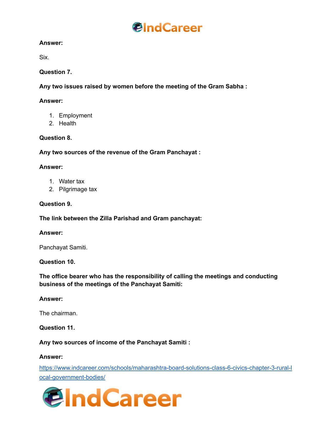 Maharashtra Board Solutions Class 6-Civics: Chapter 3- Rural Local Government Bodies - Page 8