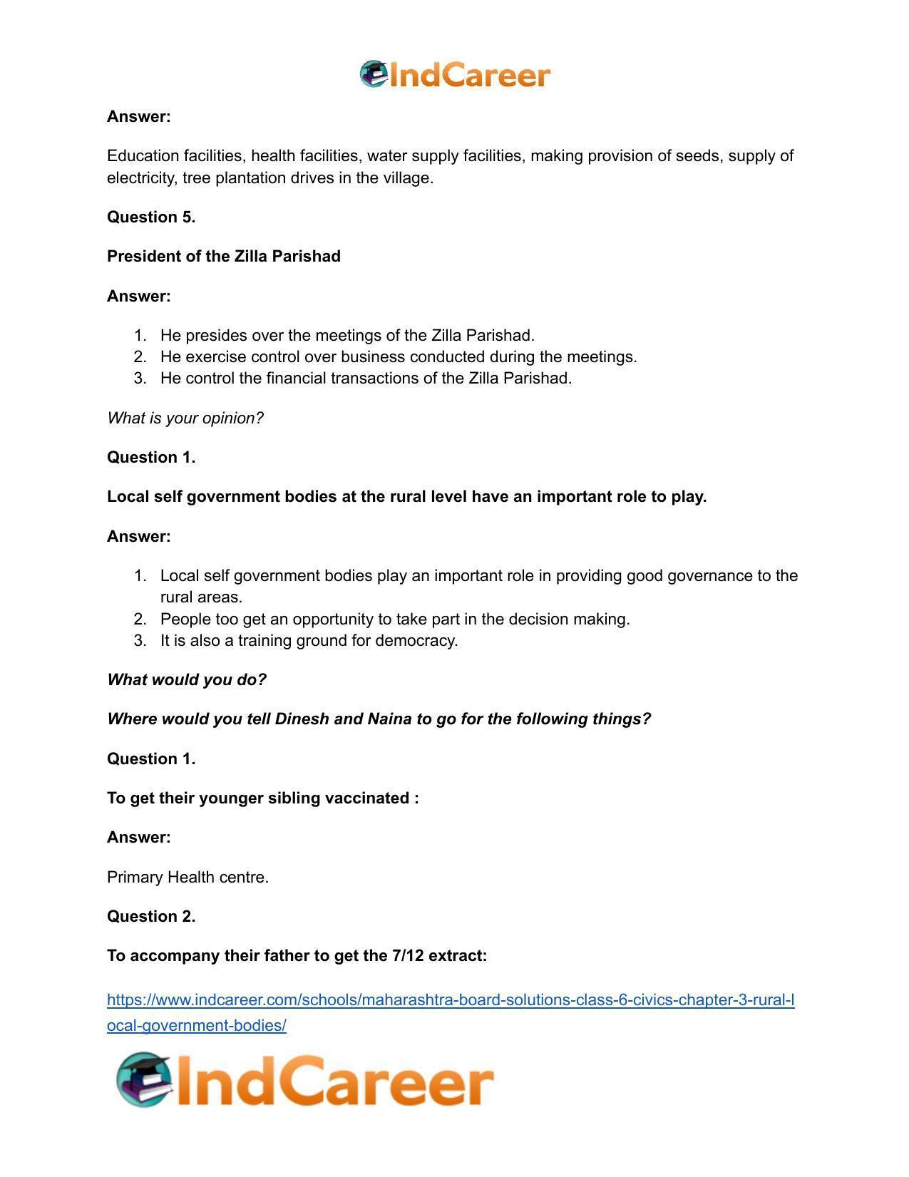 Maharashtra Board Solutions Class 6-Civics: Chapter 3- Rural Local Government Bodies - Page 10