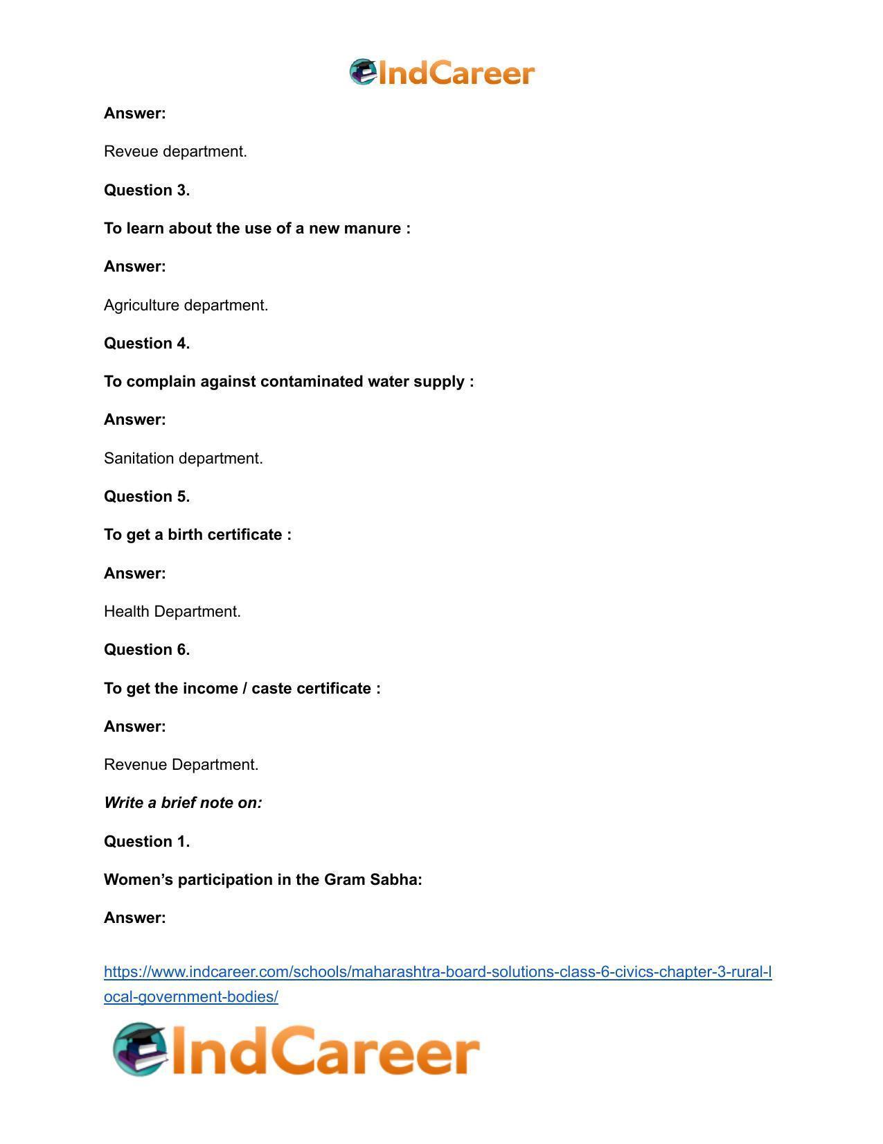 Maharashtra Board Solutions Class 6-Civics: Chapter 3- Rural Local Government Bodies - Page 11