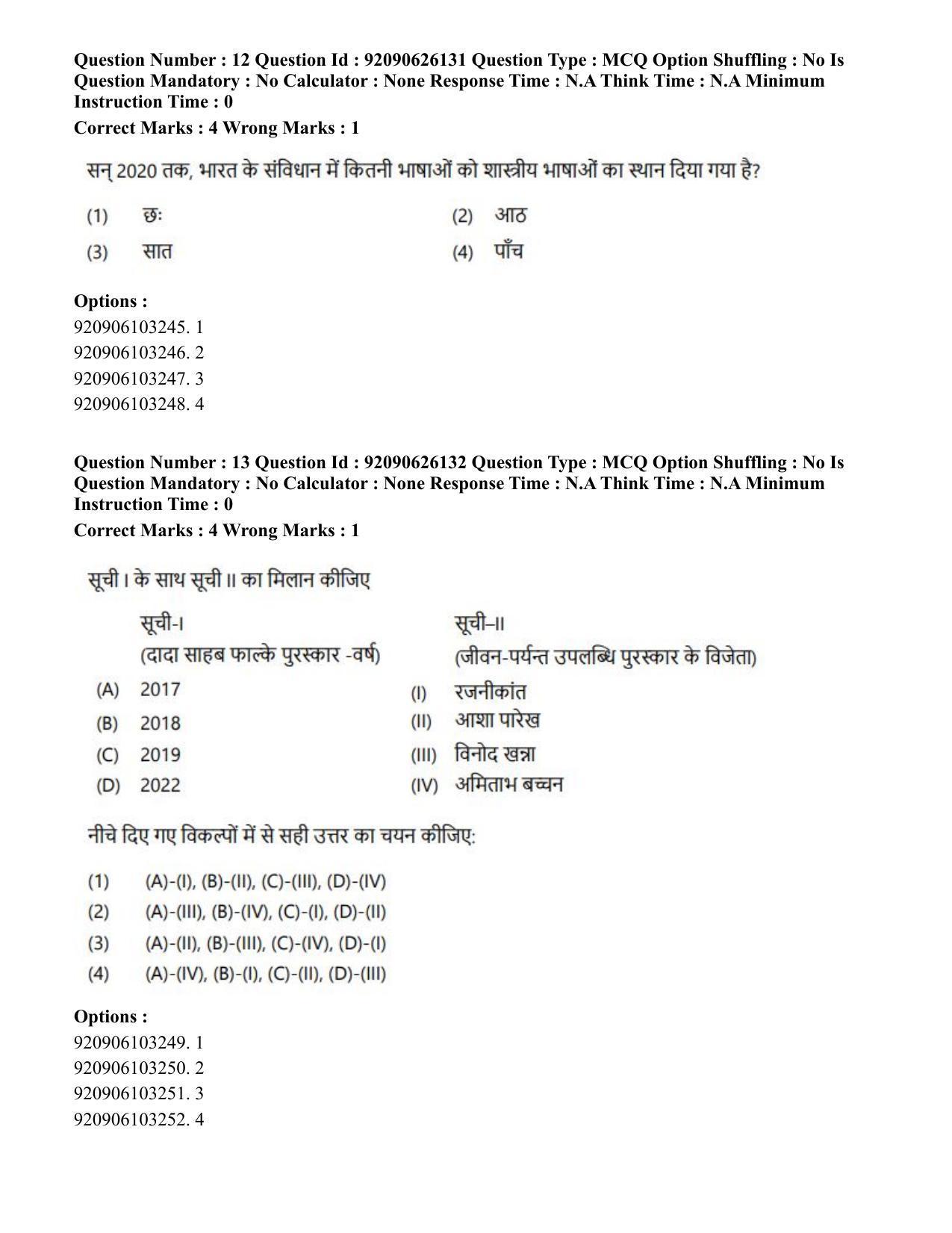 CUET PG 2023: LAQP20 – Korean (Hin) - Shift 1 (26-06-2023) Question Paper - Page 16