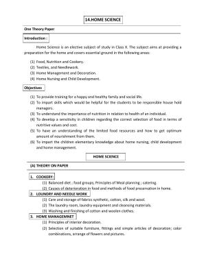 HP Board Class 10th Syllabus for Home Science