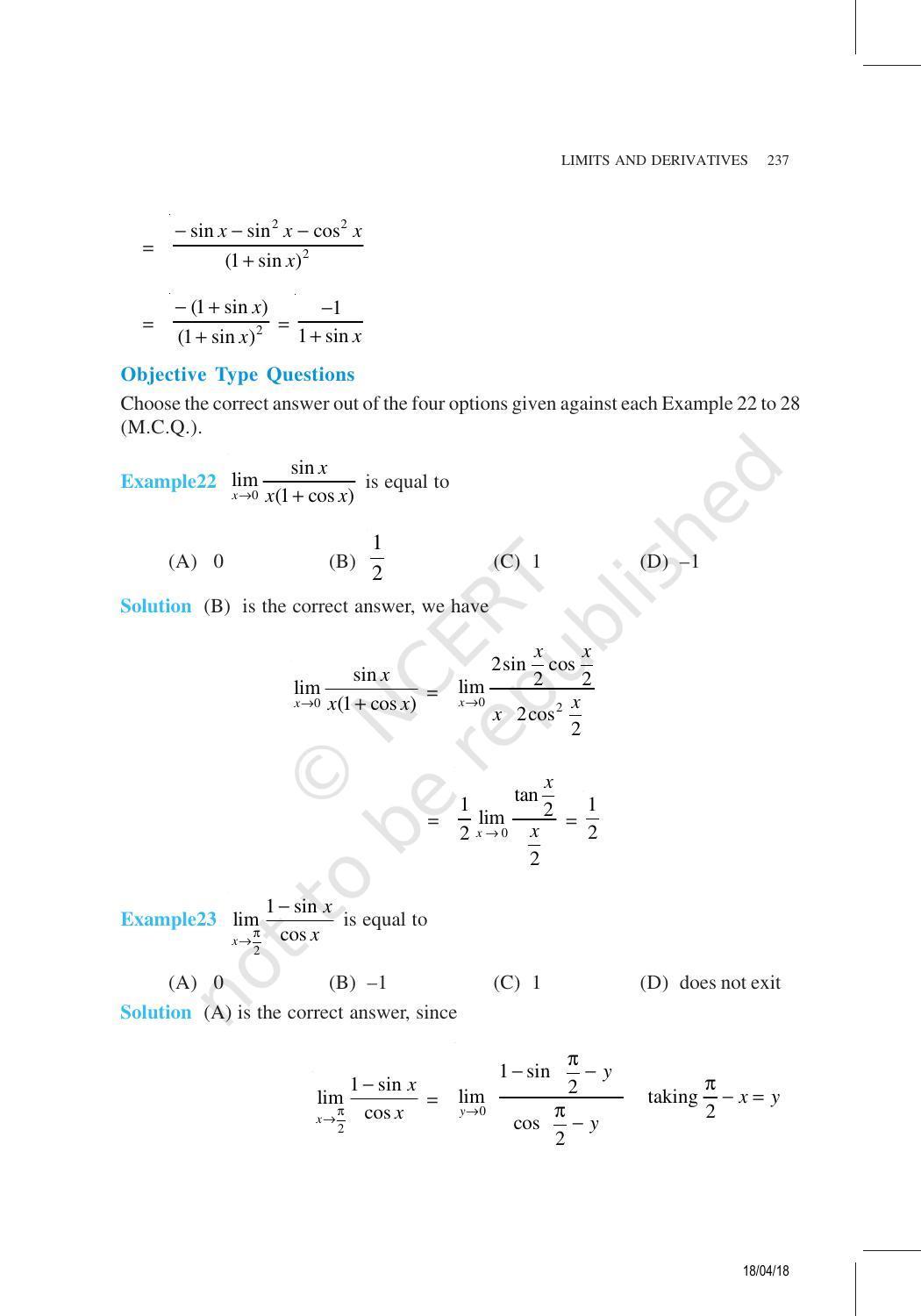 NCERT Exemplar Book for Class 11 Maths: Chapter 13 Limits and Derivatives - Page 13
