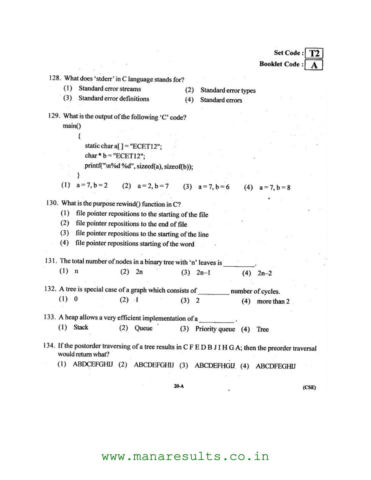 AP ECET 2016 Computer Science and Engineering Old Previous Question Papers - Page 19