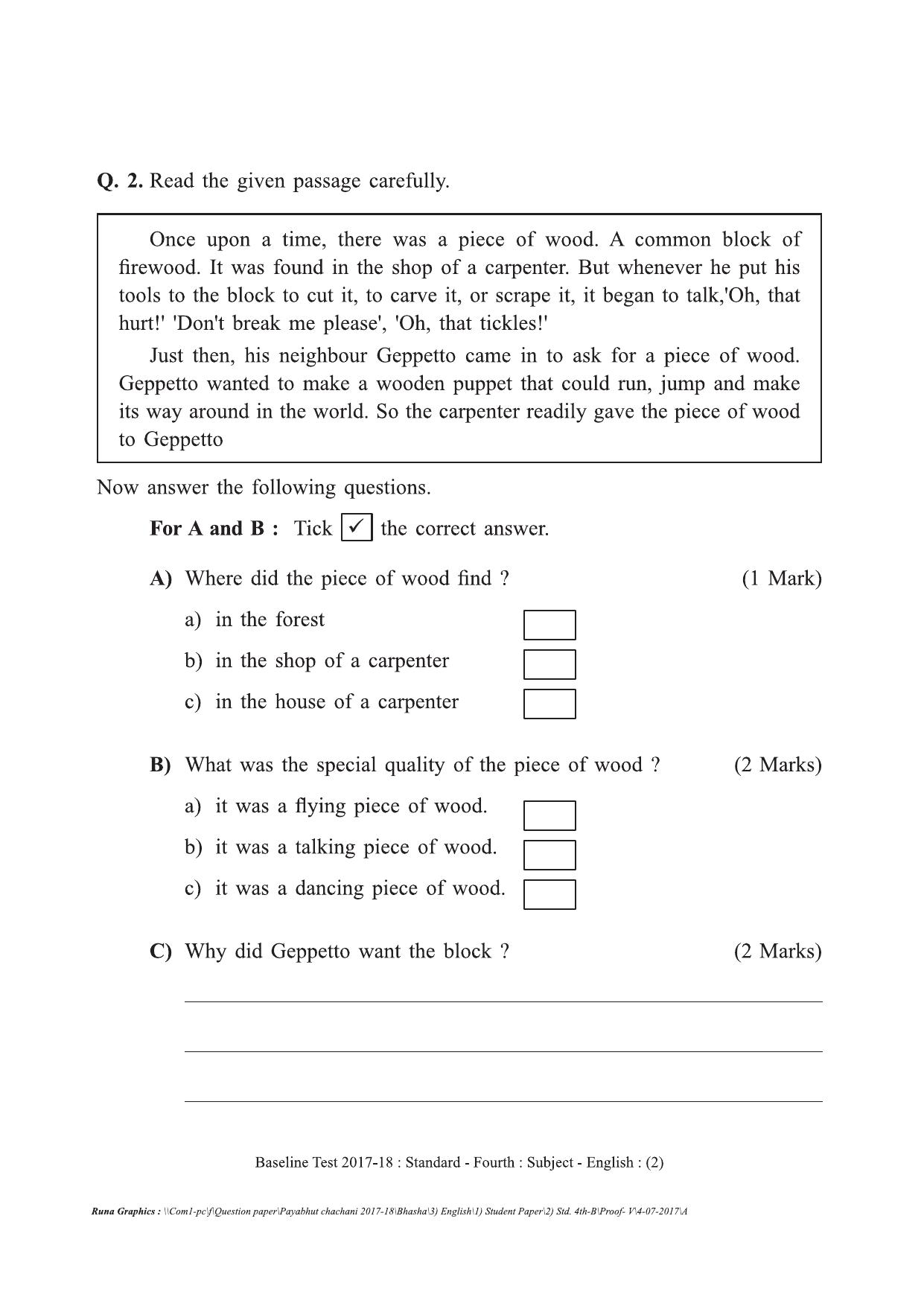 Maharashtra Board Class 4 English इंग्रजी Set B (संच-ब) Question Bank - Page 2