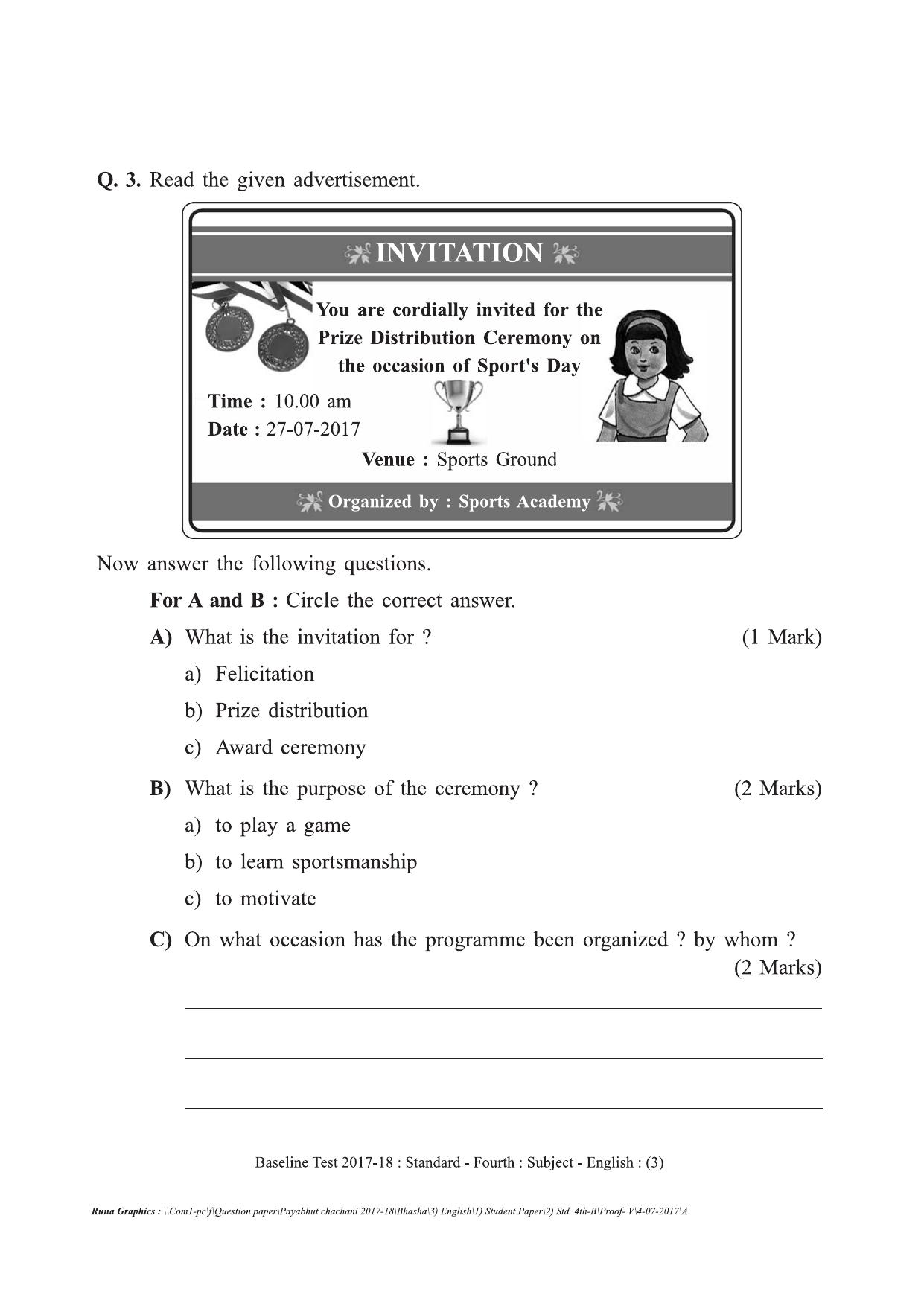Maharashtra Board Class 4 English इंग्रजी Set B (संच-ब) Question Bank - Page 3