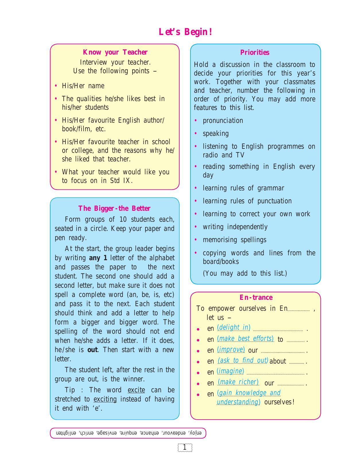 Maharashtra Board Class 9 English Textbook - Page 11