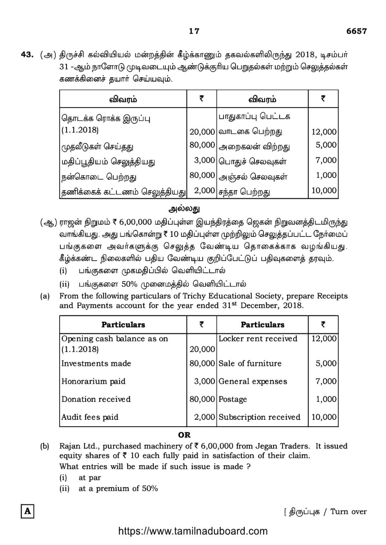 TN Class 12 Accountancy 6657 Set A Question Papers 2023 - Page 17