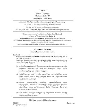 ICSE Class 10 Tamil 2024 Question Paper