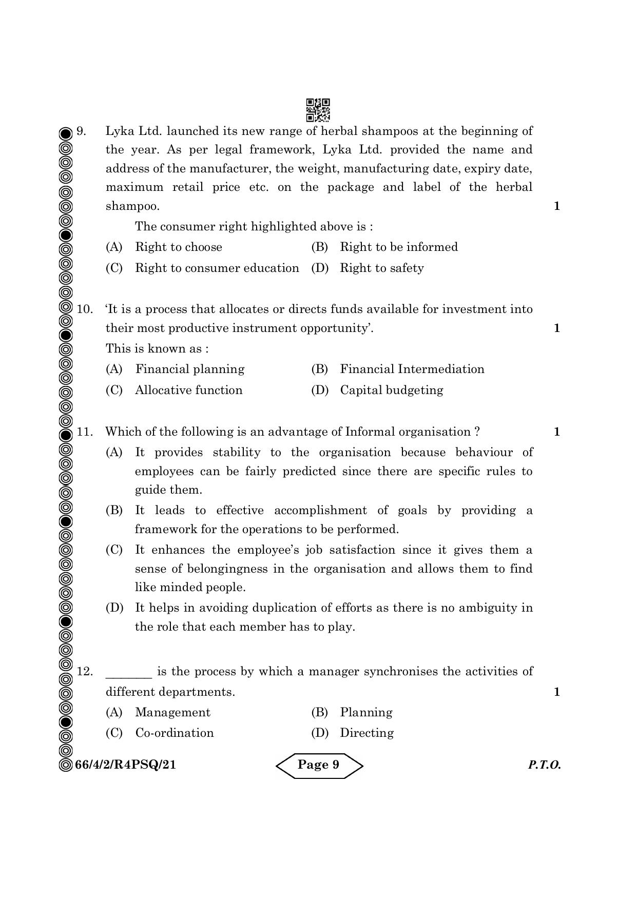 CBSE Class 12 4-2 Bussiness Studies 2024 Question Paper - Page 9