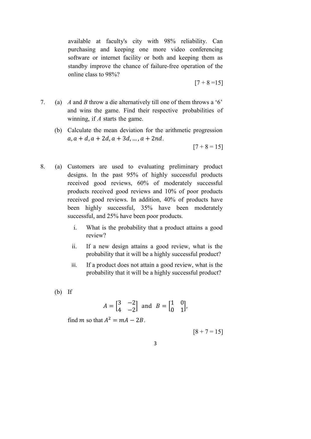 ISI Admission Test M.S. Quality Management Science (QMB) 2023 Sample Paper - Page 3