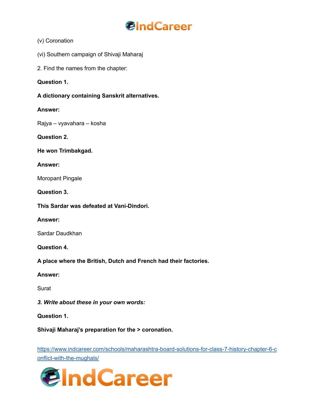 Maharashtra Board Solutions for Class 7- History: Chapter 6- Conflict with the Mughals - Page 3