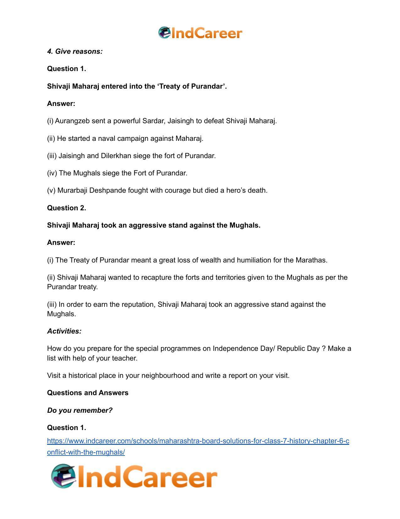 Maharashtra Board Solutions for Class 7- History: Chapter 6- Conflict with the Mughals - Page 6