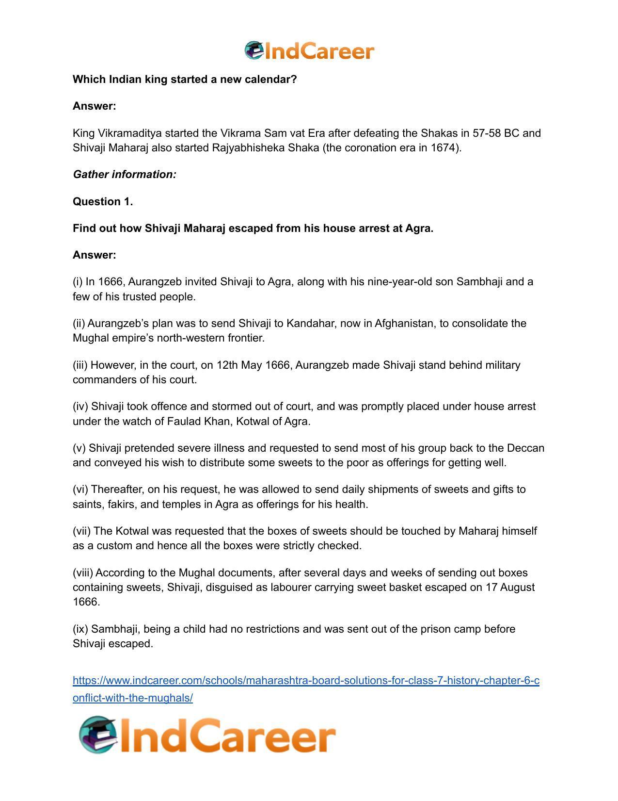 Maharashtra Board Solutions for Class 7- History: Chapter 6- Conflict with the Mughals - Page 7
