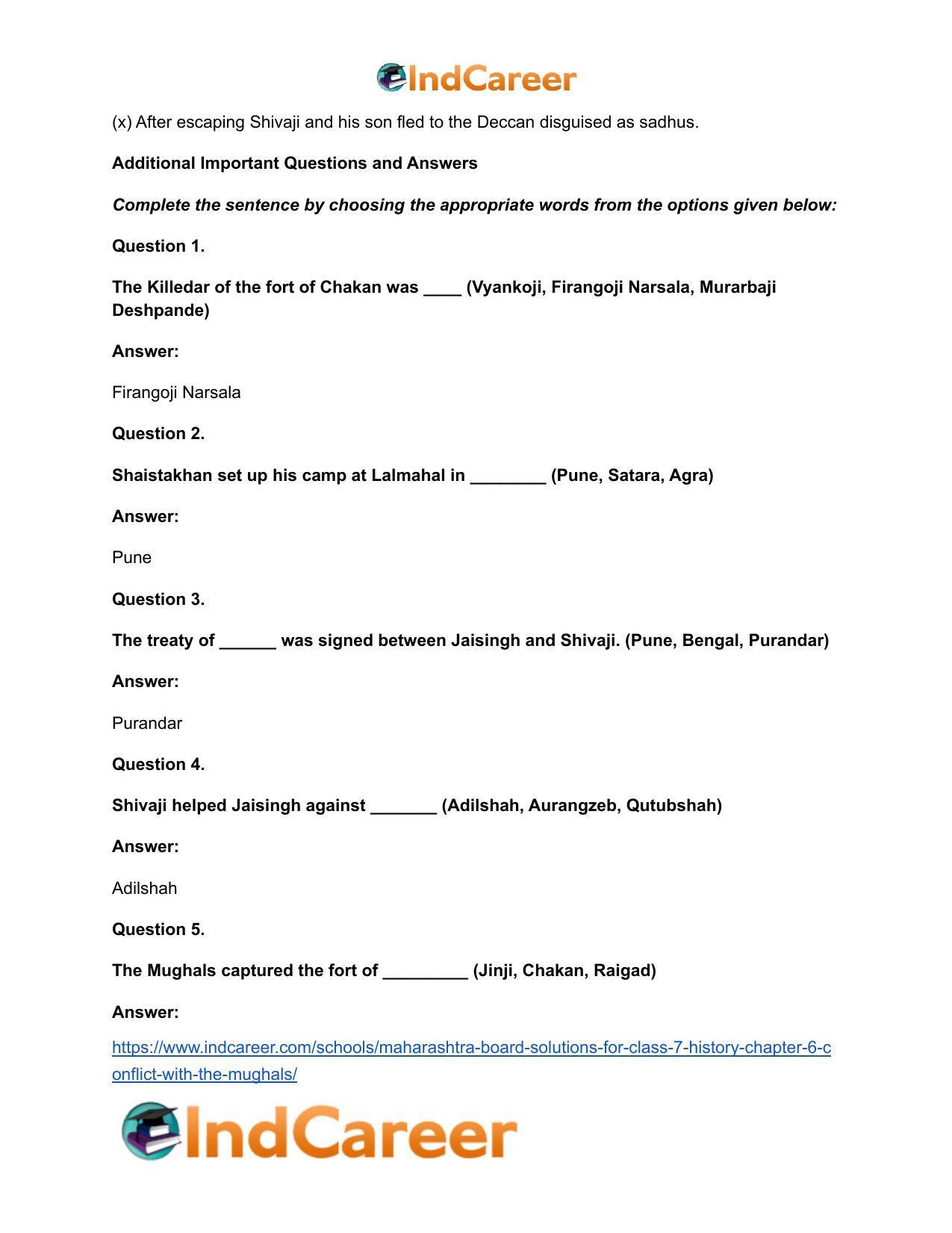 Maharashtra Board Solutions for Class 7- History: Chapter 6- Conflict with the Mughals - Page 8
