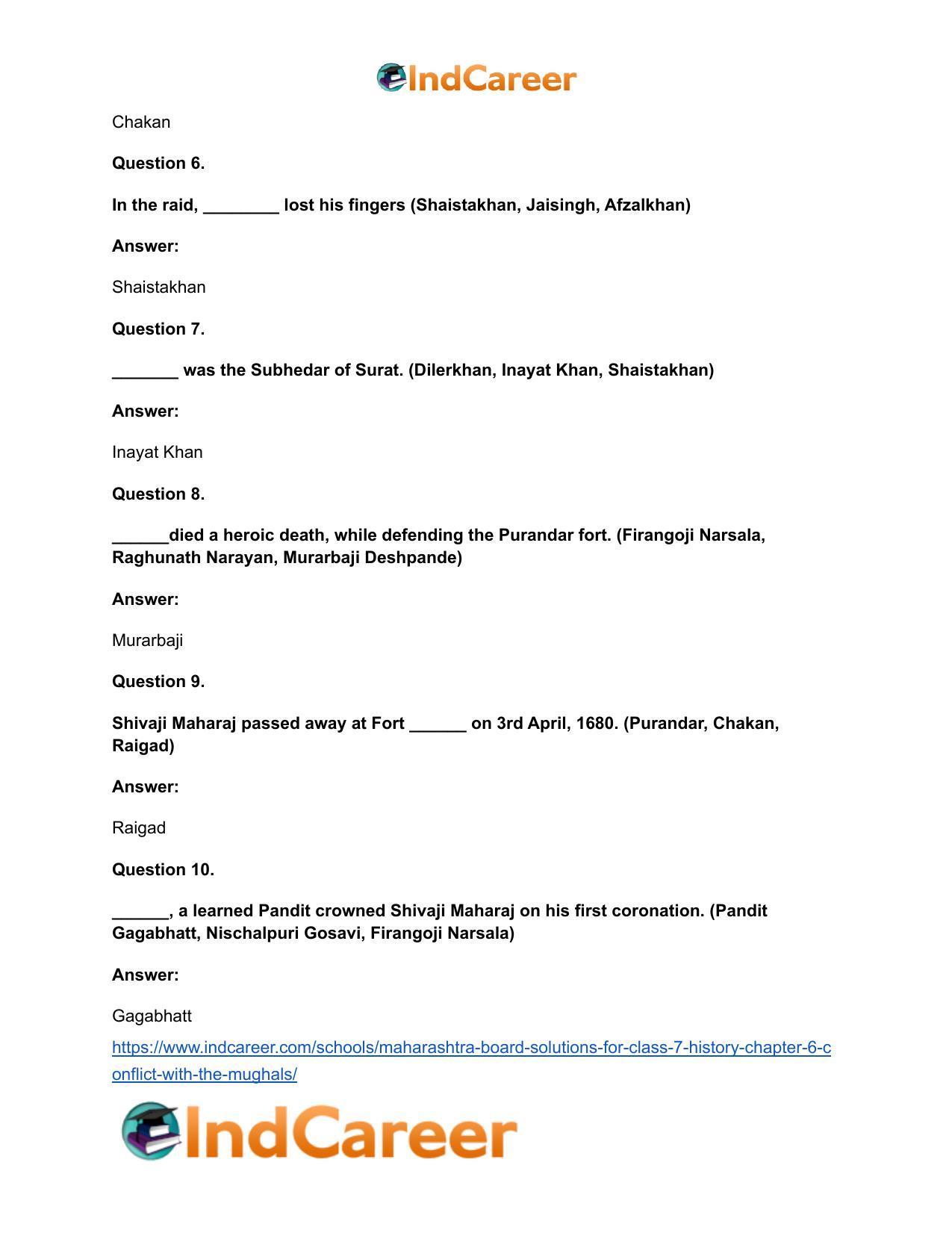 Maharashtra Board Solutions for Class 7- History: Chapter 6- Conflict with the Mughals - Page 9