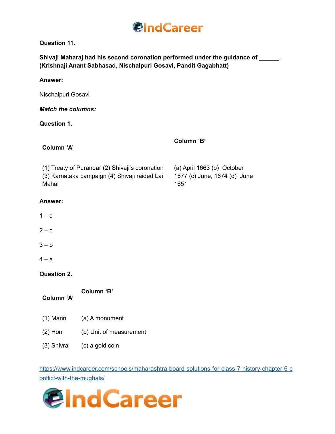 Maharashtra Board Solutions for Class 7- History: Chapter 6- Conflict with the Mughals - Page 10