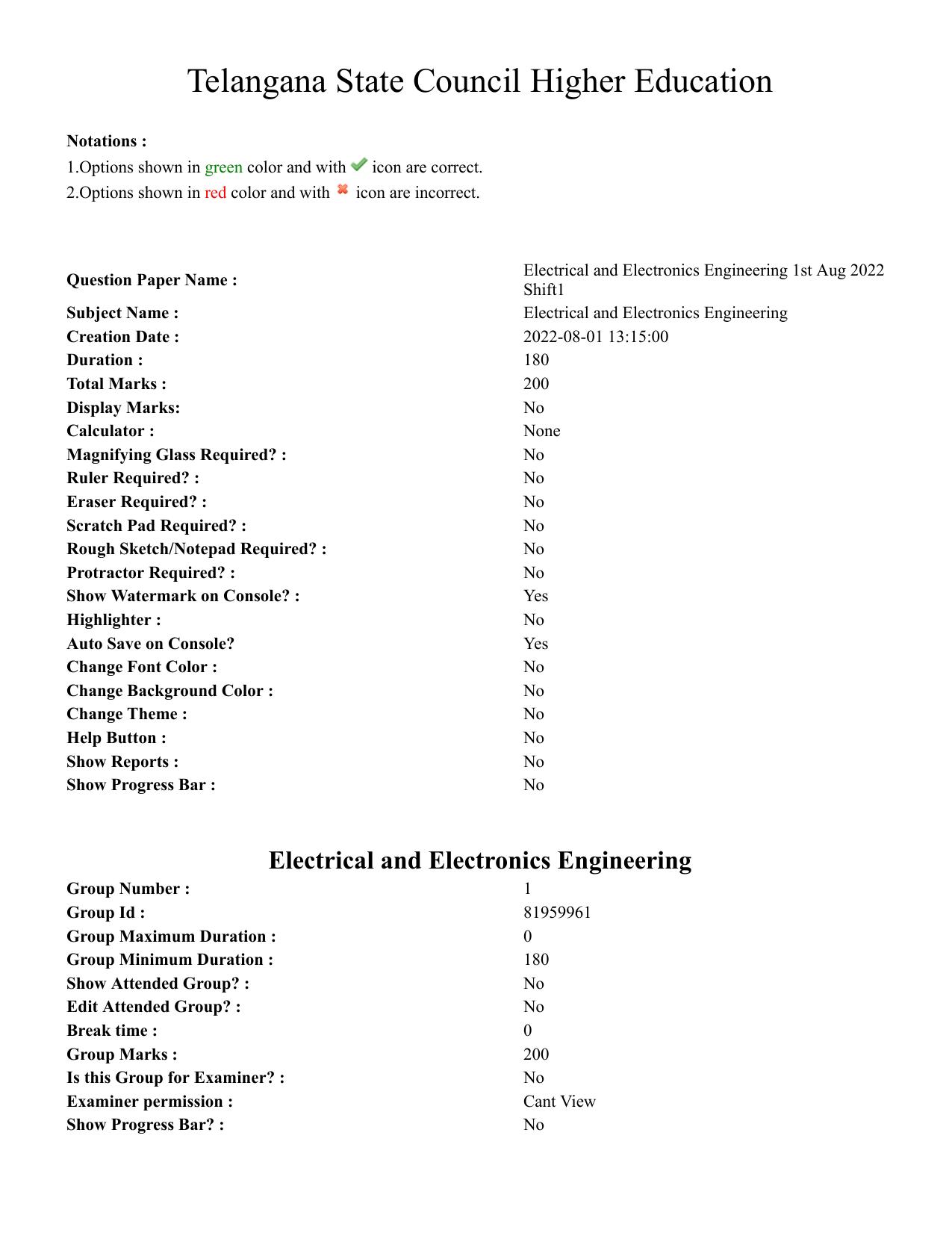 TS ECET 2022 Electrical and Electronics Engineering Question Paper - Page 1
