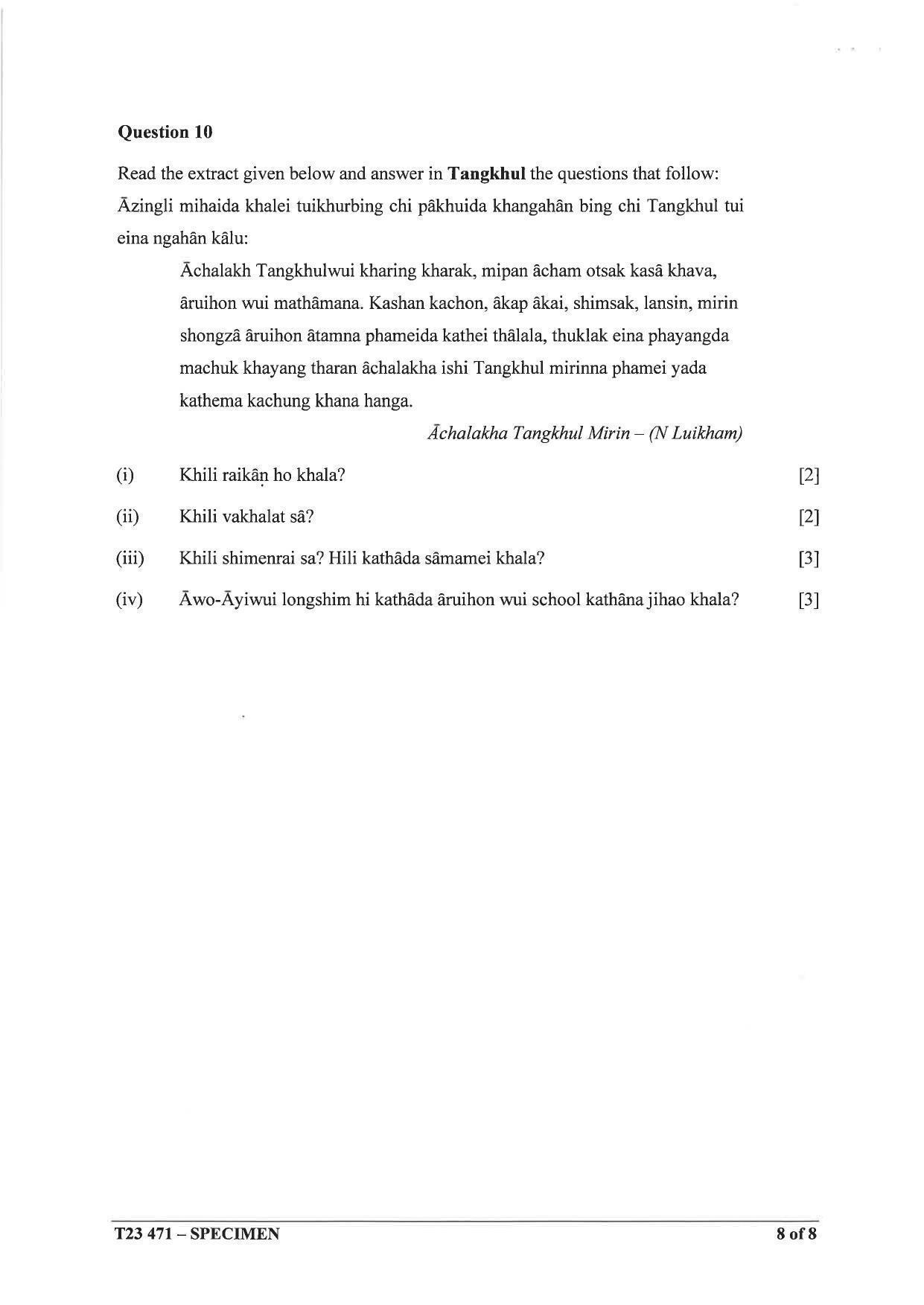 ICSE Class 10 Tangkhul Sample Paper 2023 - Page 8