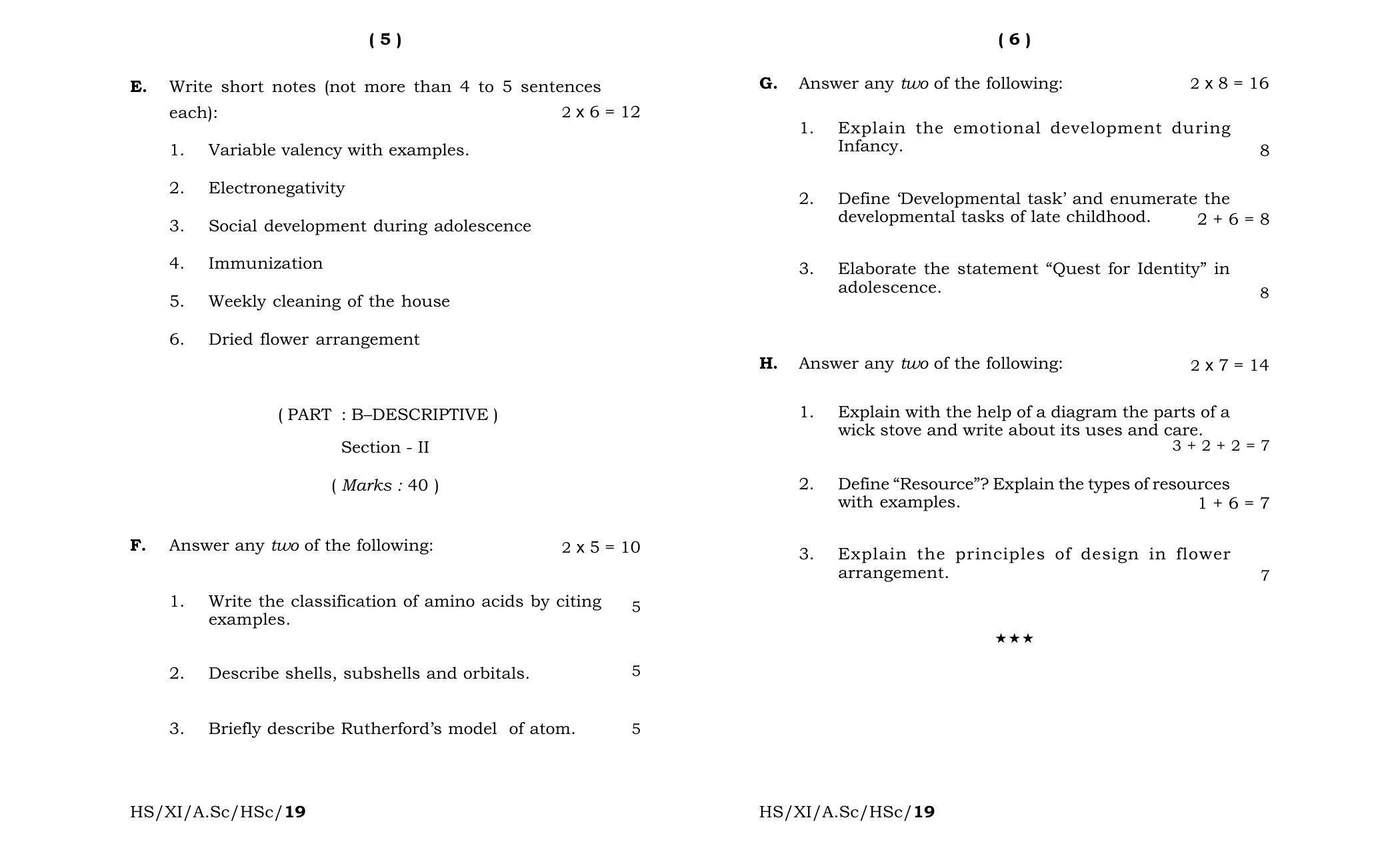 Meghalaya Board (MBOSE) Class 11 Home_Science 2019 Question Paper - Page 3
